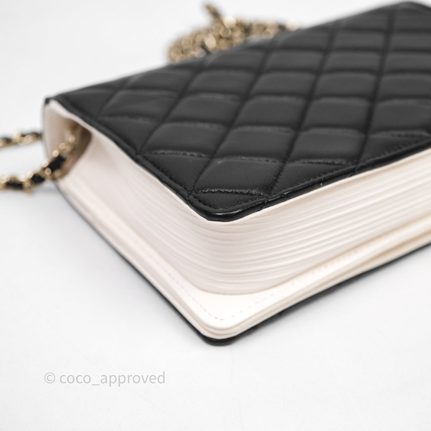 Chanel Quilted Book Wallet on Chain WOC Black Lambskin Gold Hardware