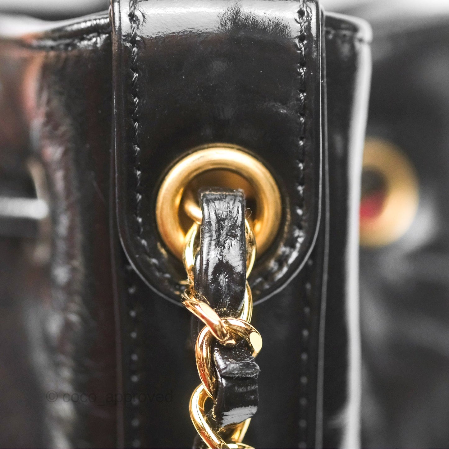 Chanel CC Drawstring Bucket Bag Black Shiny Aged Calfskin