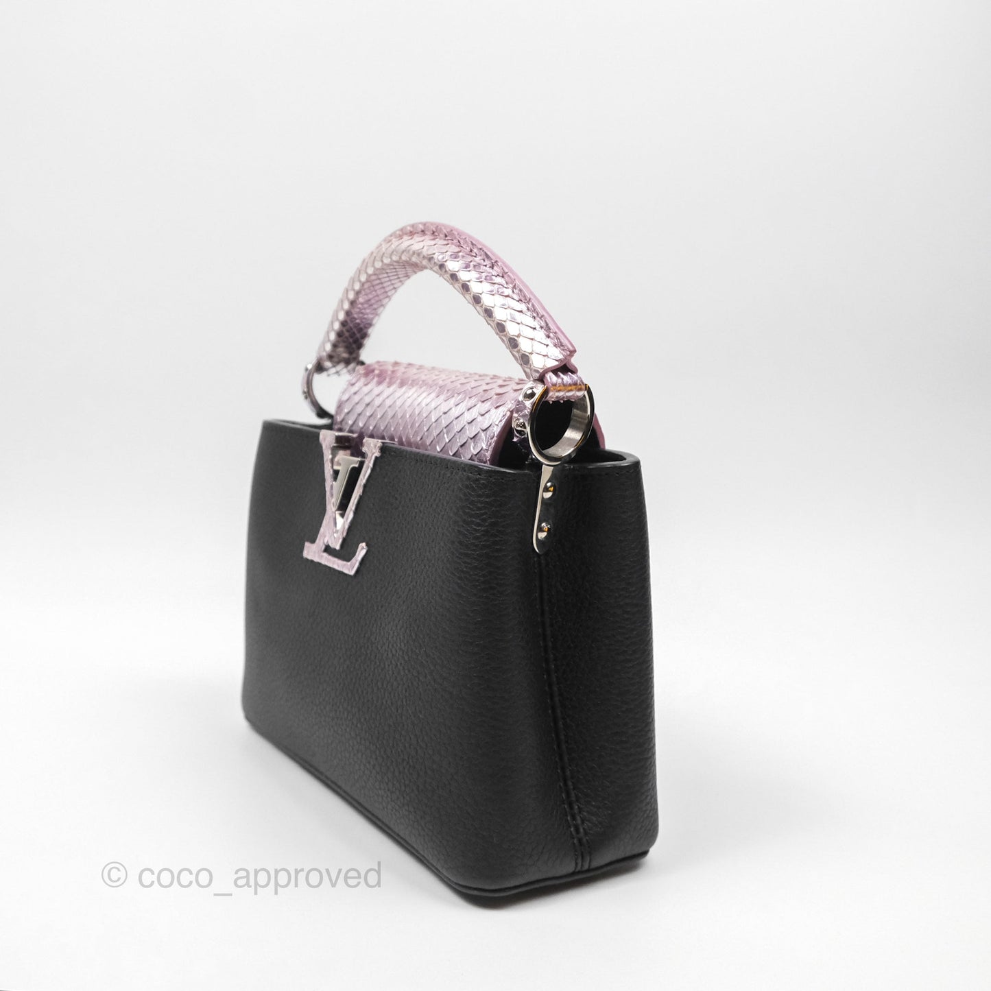 Louis Vuitton Capucines Mini Black in Taurillon Leather and Shiny Python leather