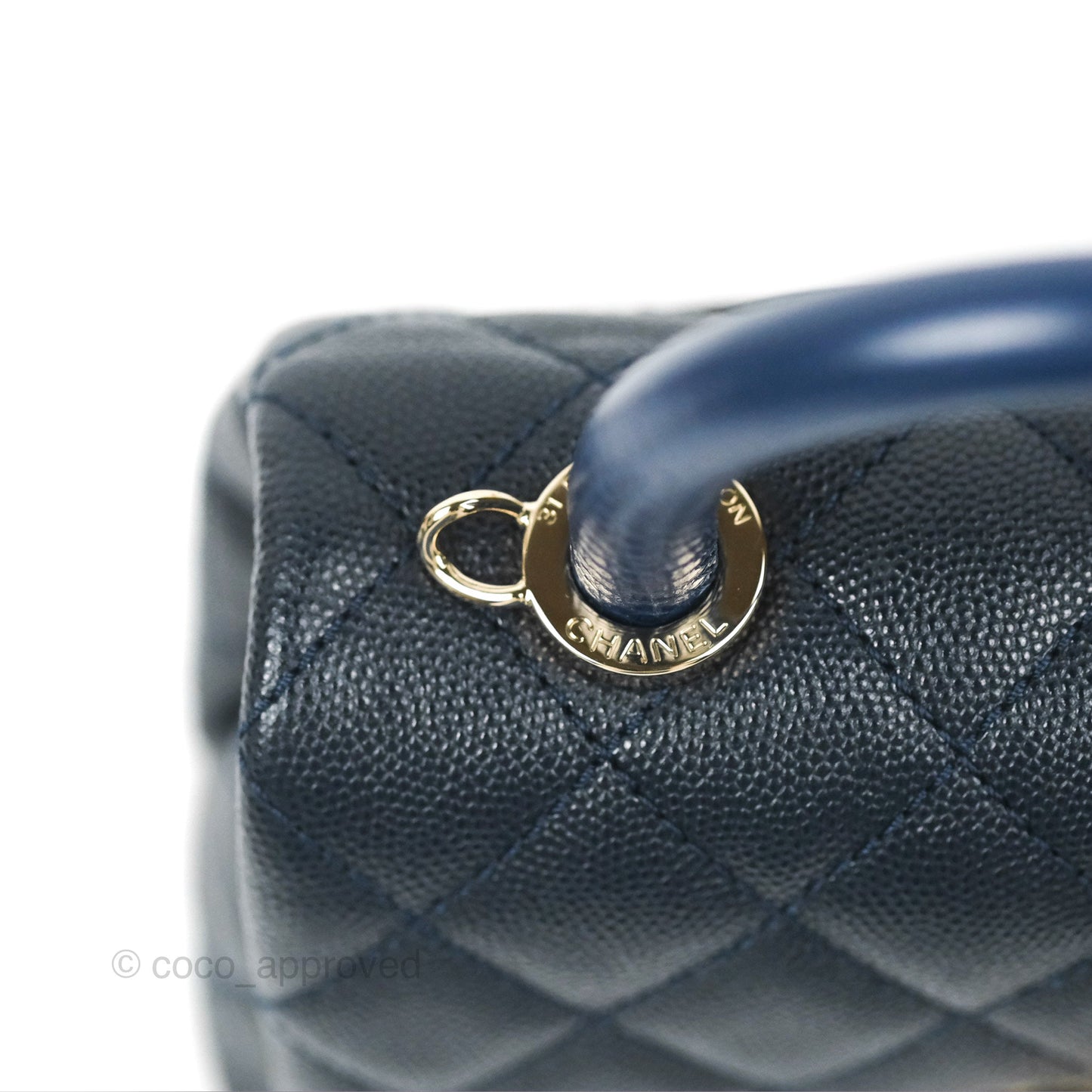 Chanel Mini Coco Handle Quilted Navy Caviar Gold Hardware