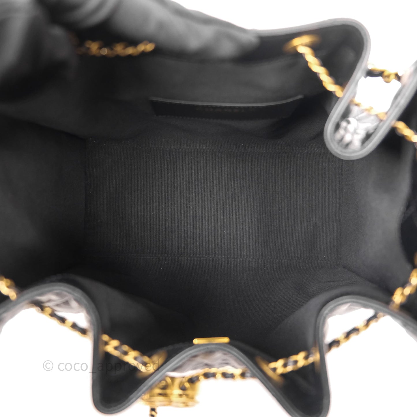 Chanel 25 Medium Black Crumpled Calfskin Aged Gold Hardware