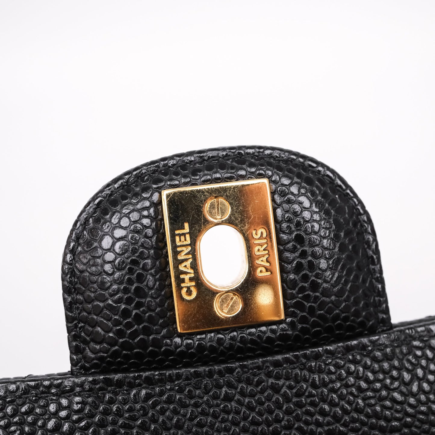 Chanel Classic M/L Medium Flap Quilted Black Caviar Gold Hardware