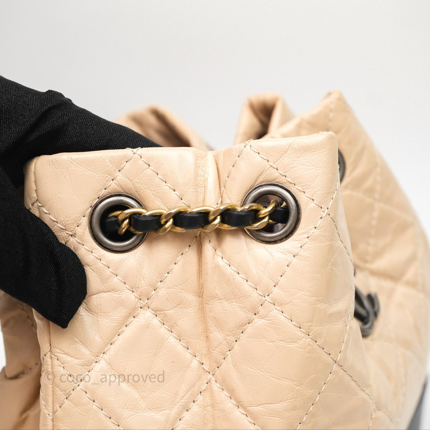 Chanel Quilted Small Gabrielle Backpack Black/Beige Aged Calfskin
