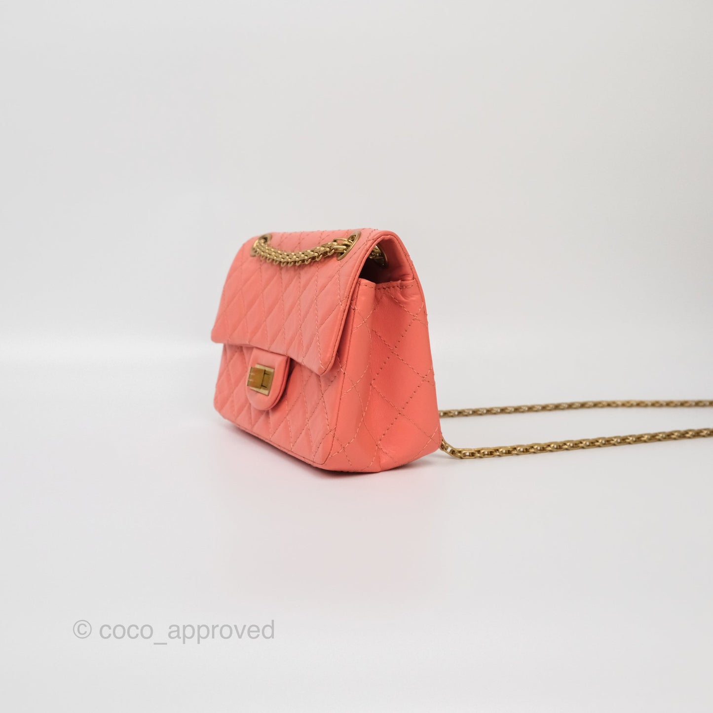 Chanel Mini Reissue 224 Pink Aged Calfskin Aged Gold Hardware