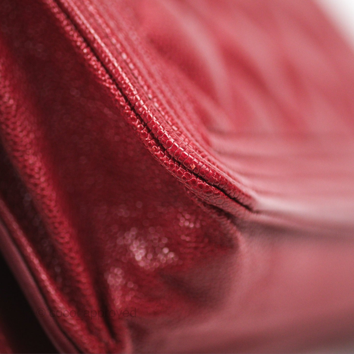Chanel Quilted Boy Wallet on Chain WOC Red Caviar Aged Gold Hardware