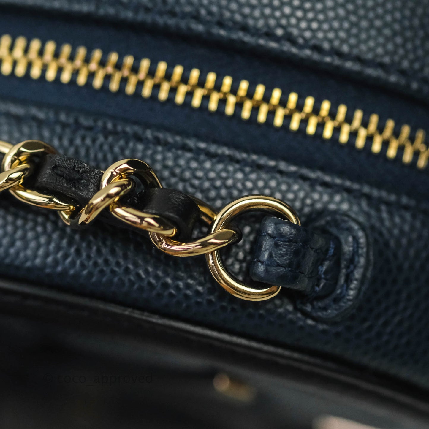 Chanel Quilted Round Filigree Clutch With Chain Navy Black Caviar Gold Hardware