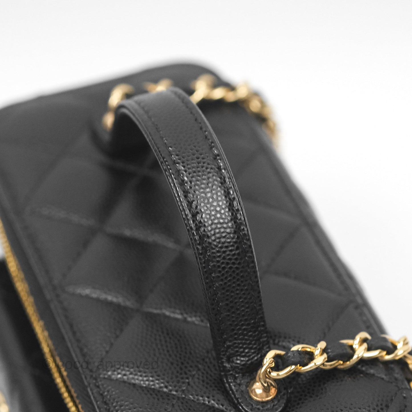 Chanel Cargo Pocket Top Handle Vanity with Chain Black Caviar Gold Hardware