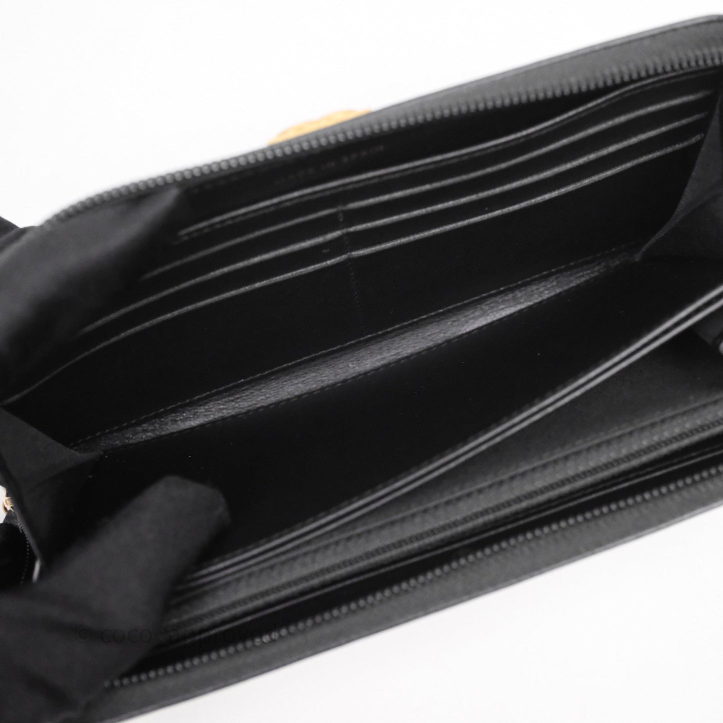 Chanel Boy Zip Long Wallet Black Lambskin Gold Hardware