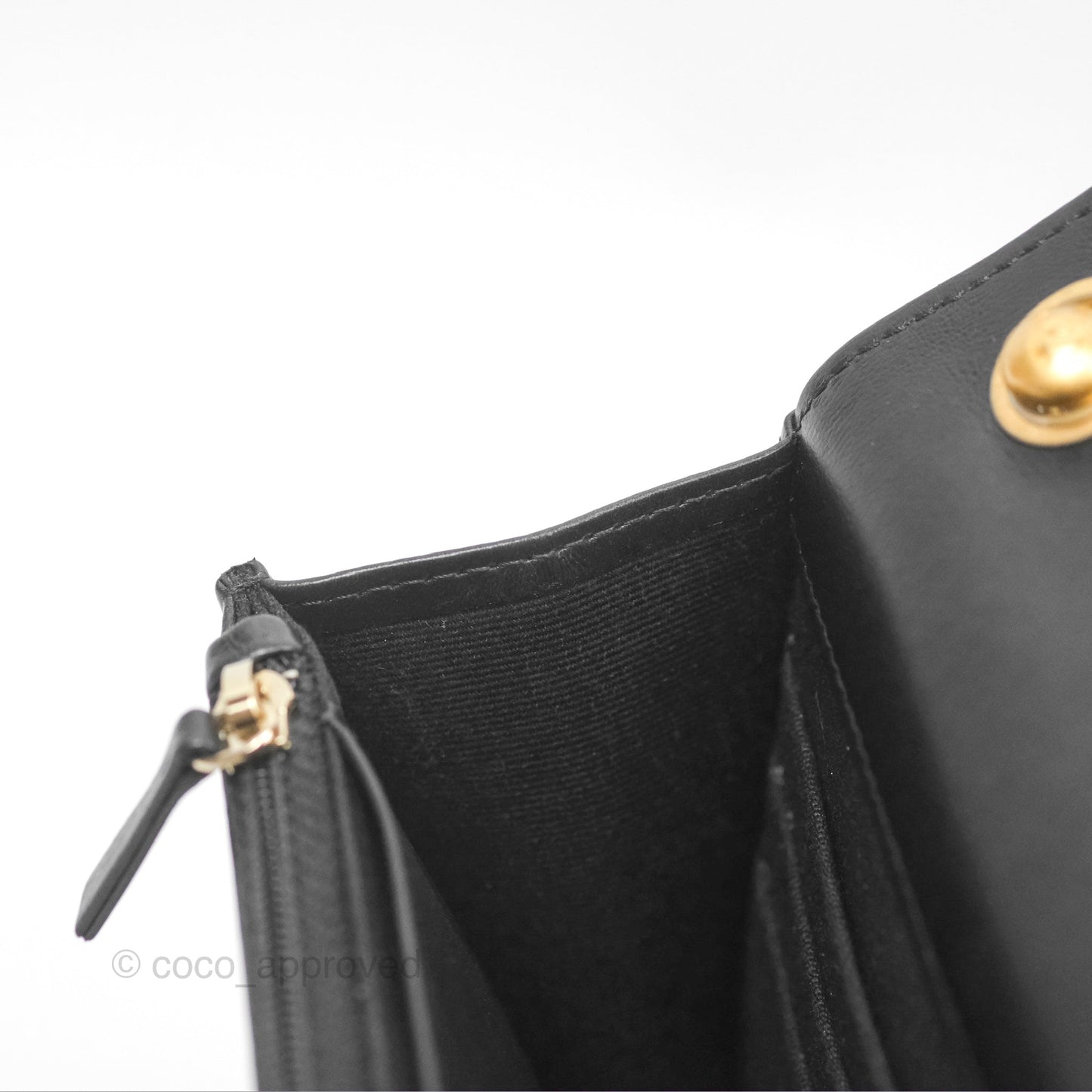 Chanel All Slide Wallet on Chain WOC Adjustable Chain Quilted Black Lambskin 22K