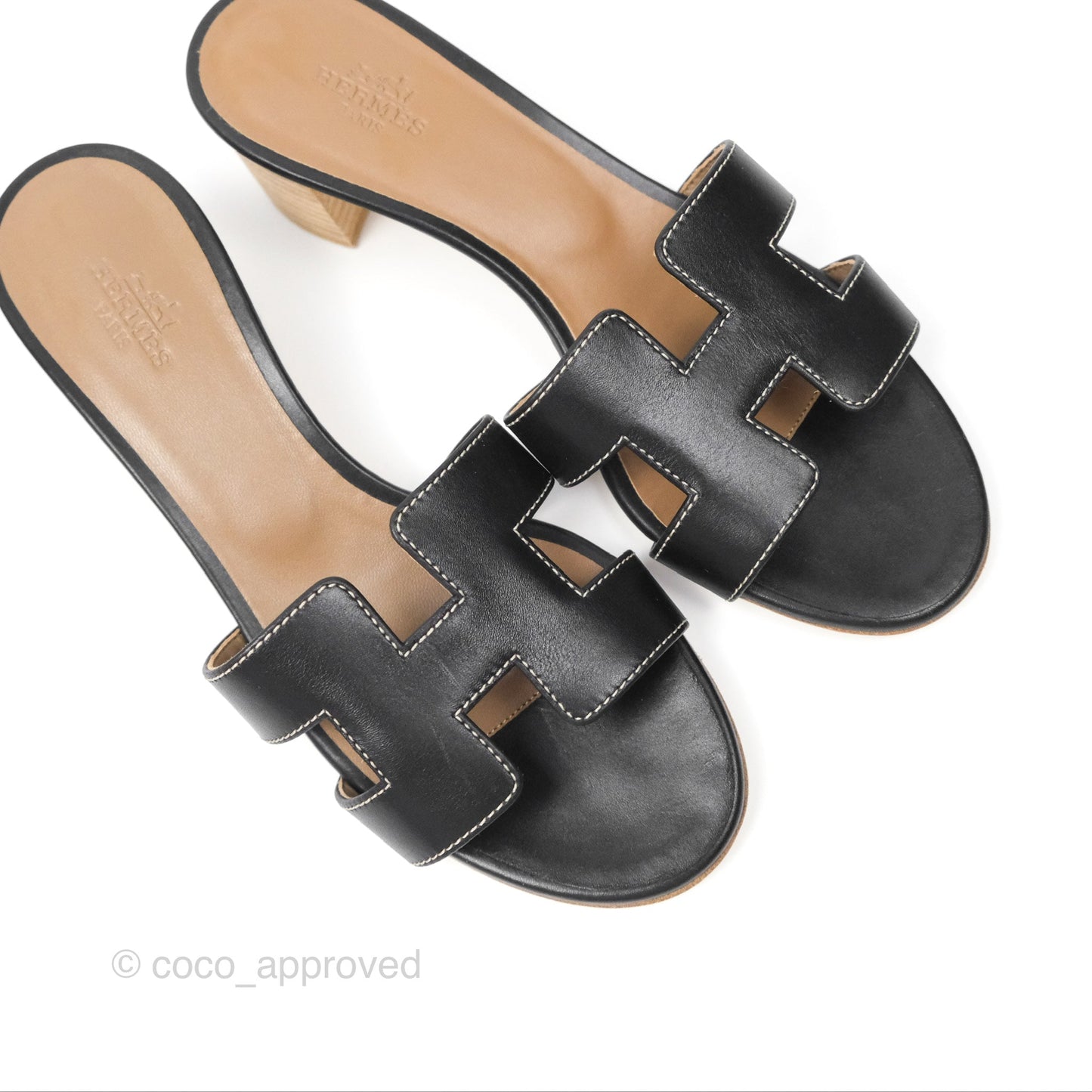 Hermès Oasis Black Sandals Size 35.5