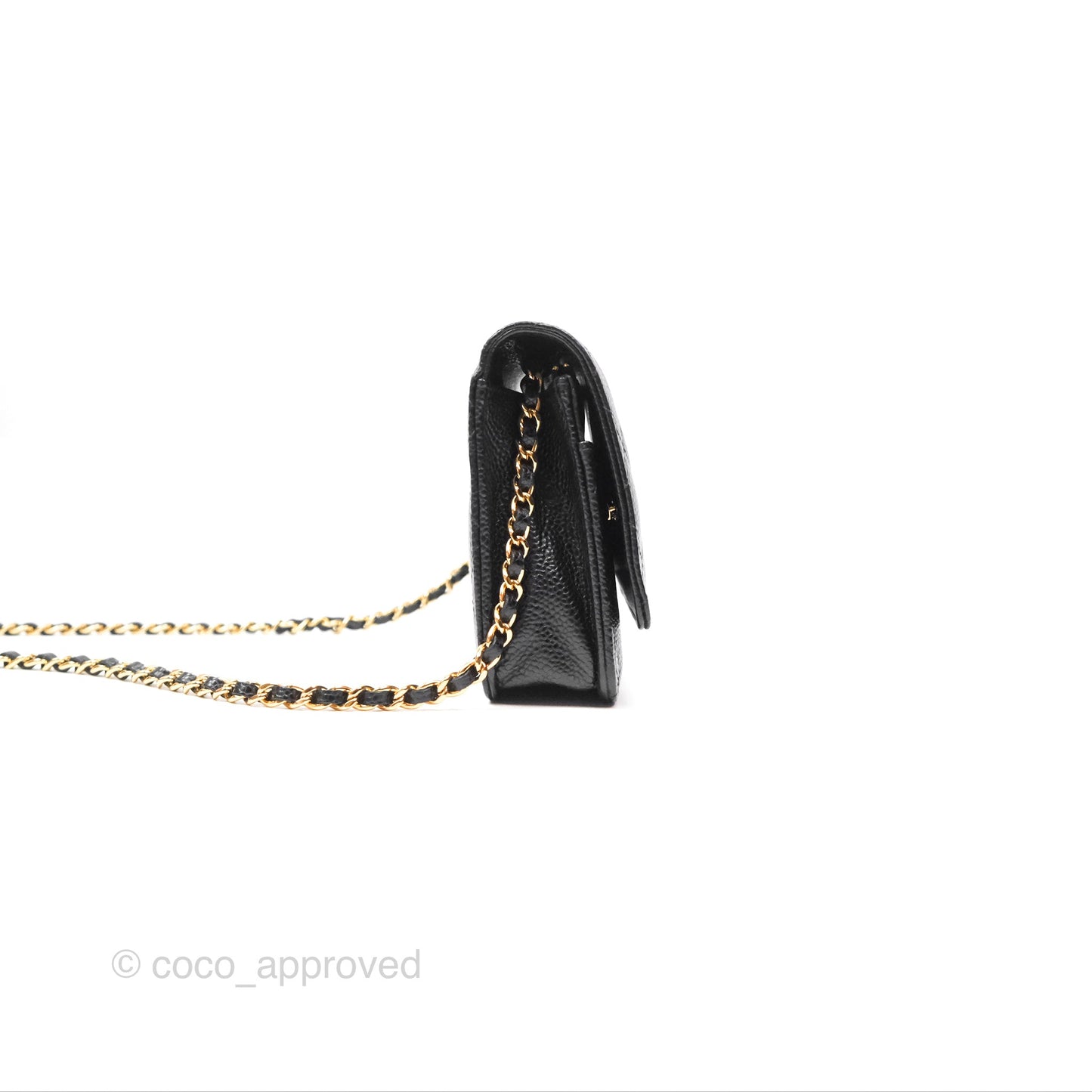 Chanel Quilted Classic Wallet On Chain WOC Black Caviar Gold Hardware
