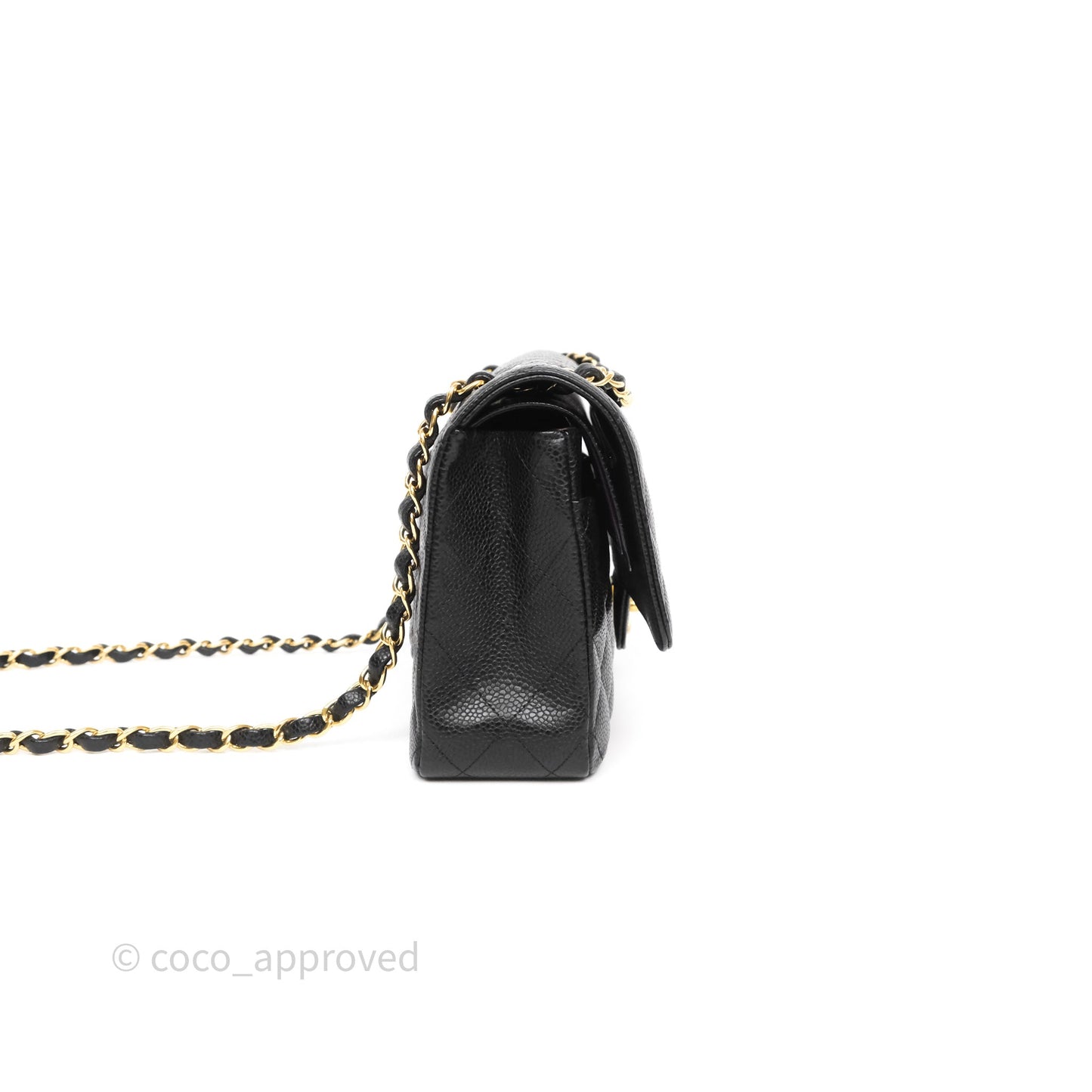 Chanel Classic M/L Medium Flap Quilted Black Caviar Gold Hardware