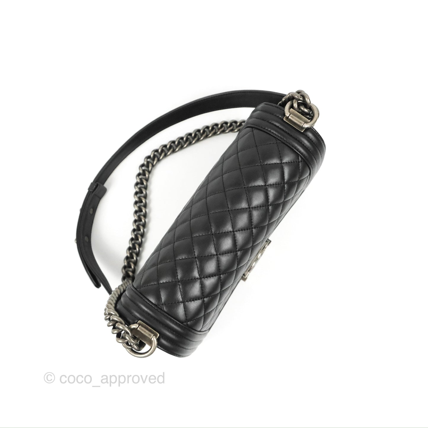 Chanel Quilted Medium Boy Black Calfskin Ruthenium Hardware