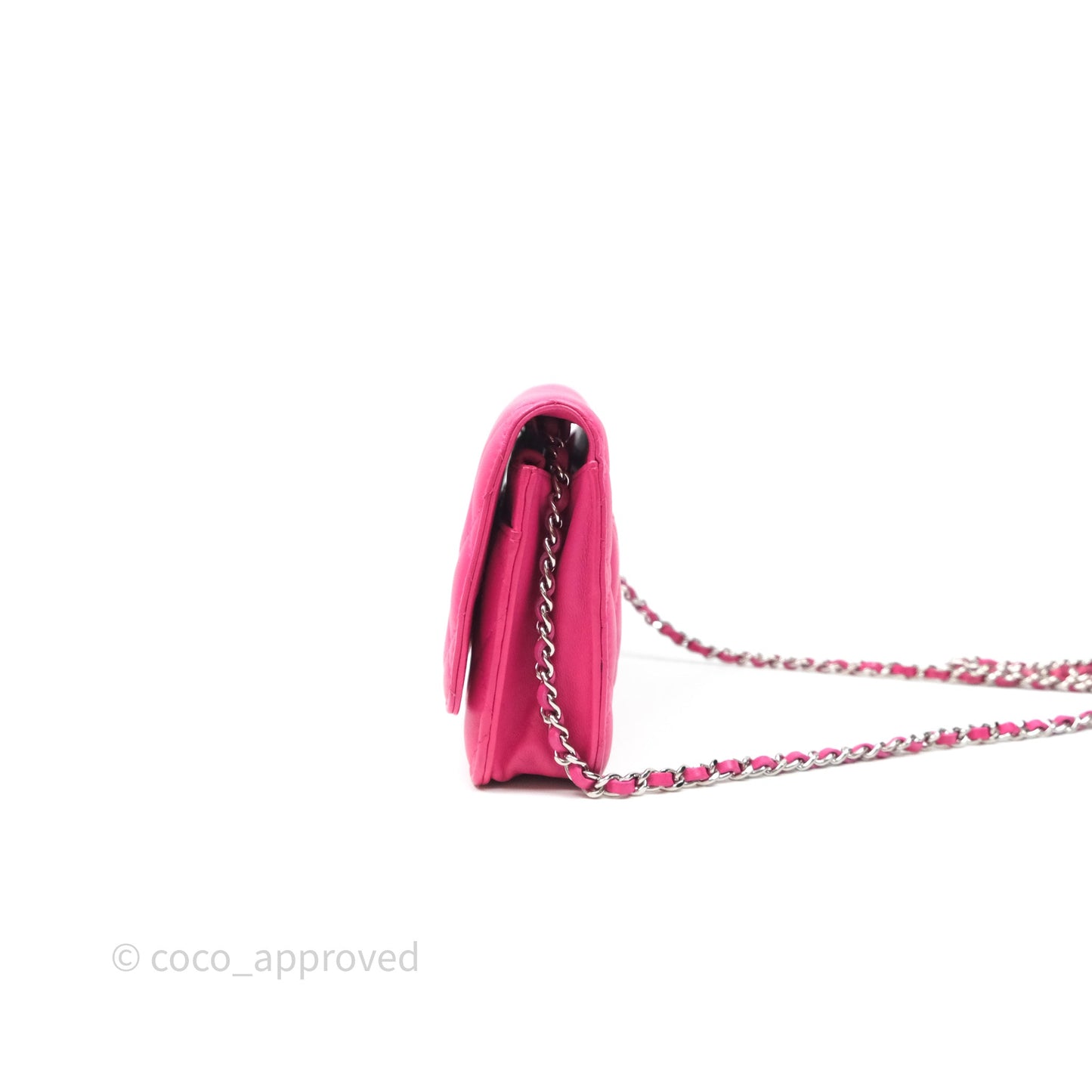 Chanel Quilted Wallet on Chain WOC Pink Lambskin Silver Hardware