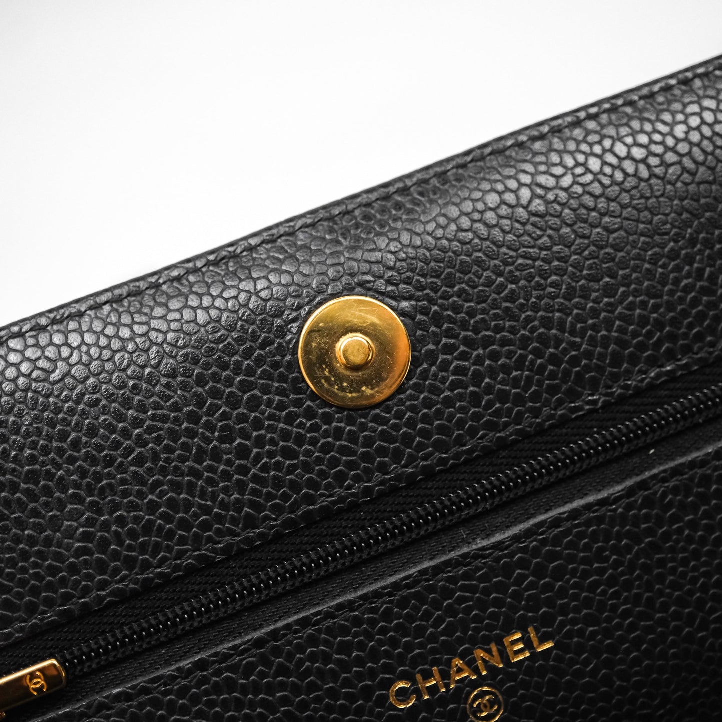 Chanel Classic Wallet On Chain WOC Quilted Black Caviar Gold Hardware