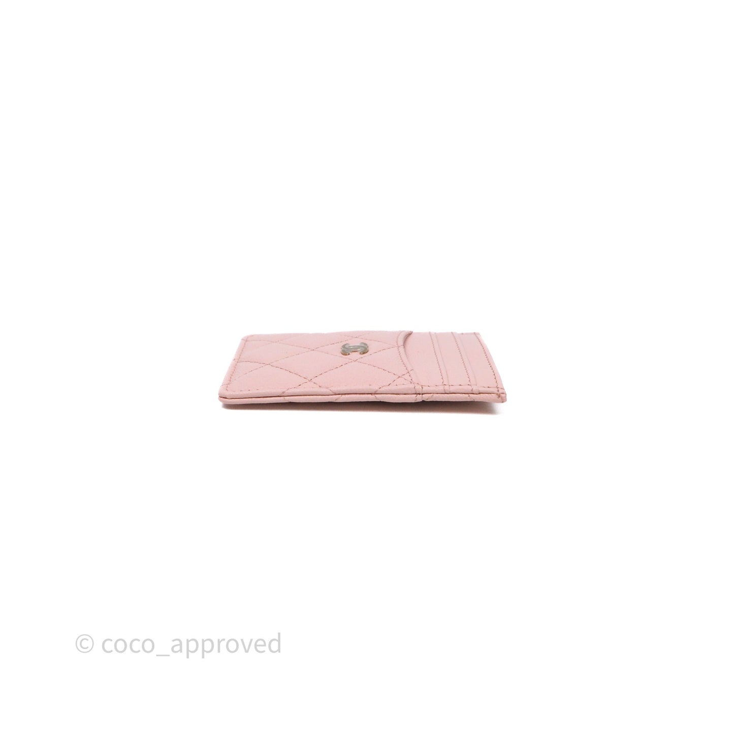 Chanel Quilted Card Holder Caviar Pink Gold Hardware