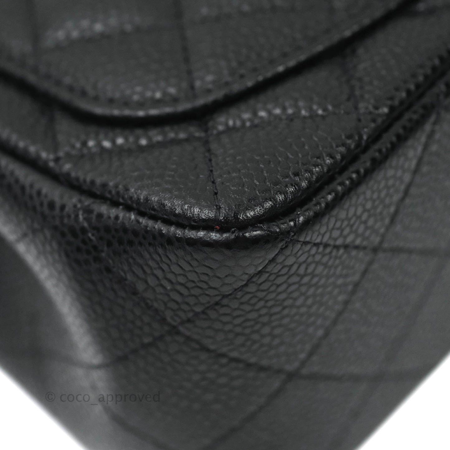 Chanel Mini Square Black Caviar Gold Hardware 18S