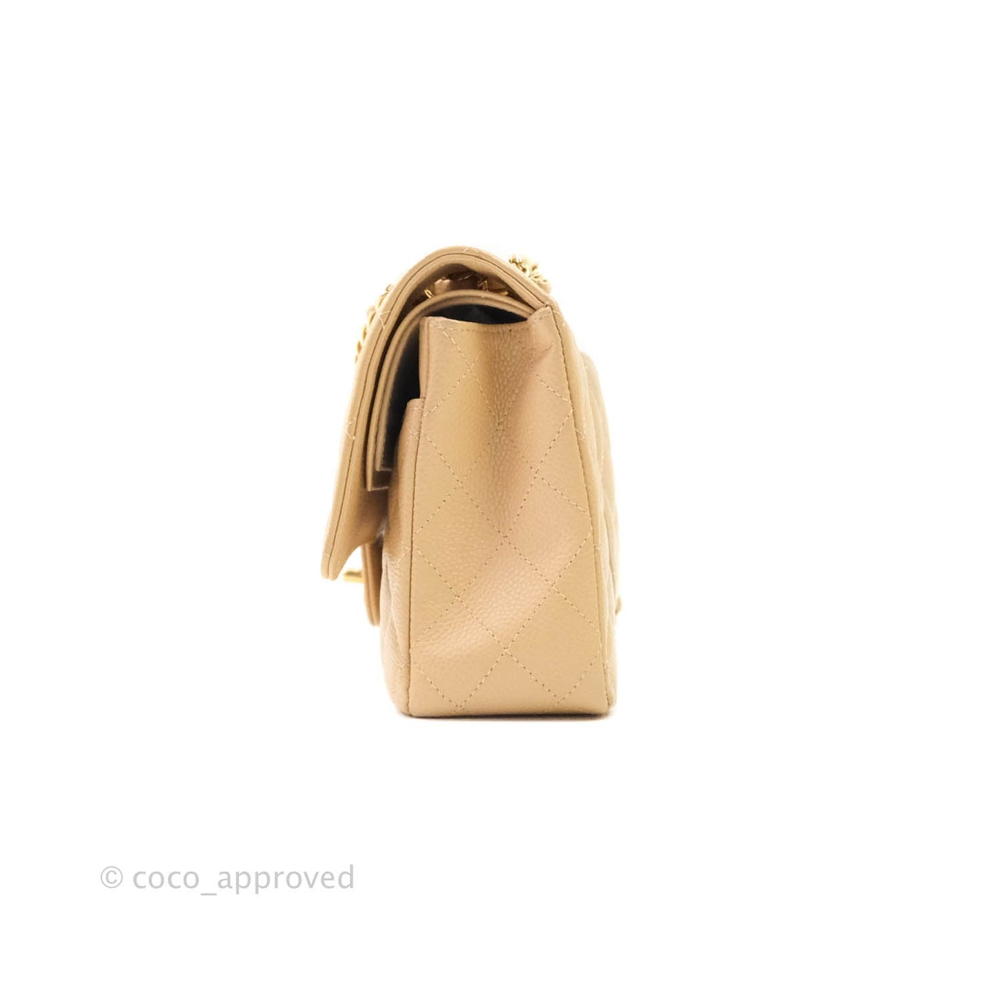 Chanel Classic M/L Medium Double Flap Beige Caviar Gold Hardware