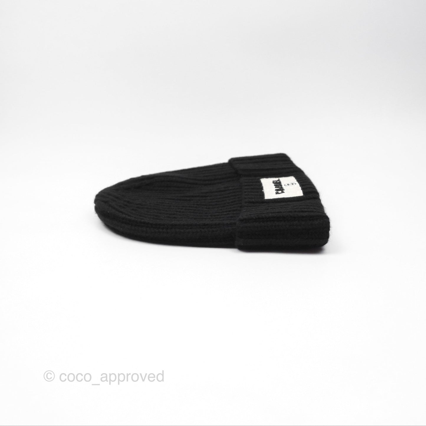 Chanel Sequin Logo Cashmere Beanie Black