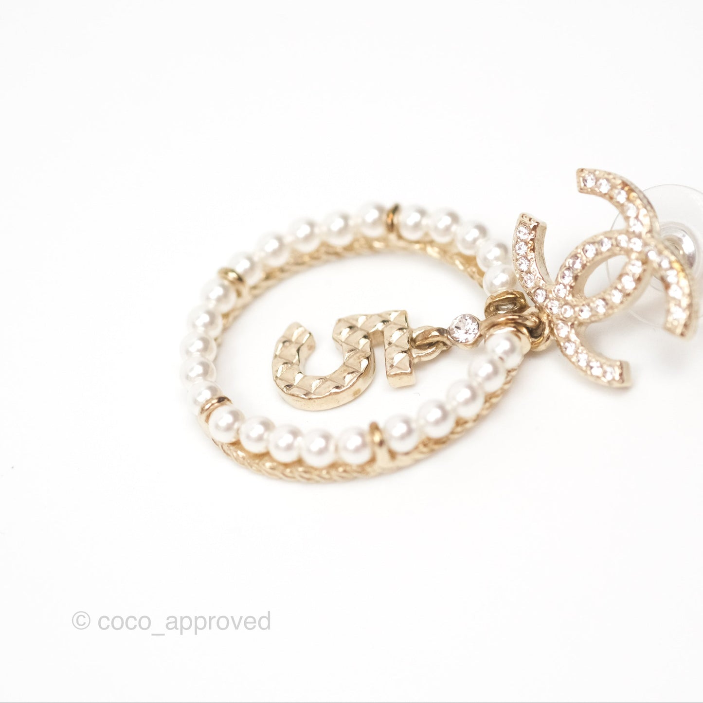 Chanel CC Crystal Pearl Ring No 5 Drop Earrings 20C