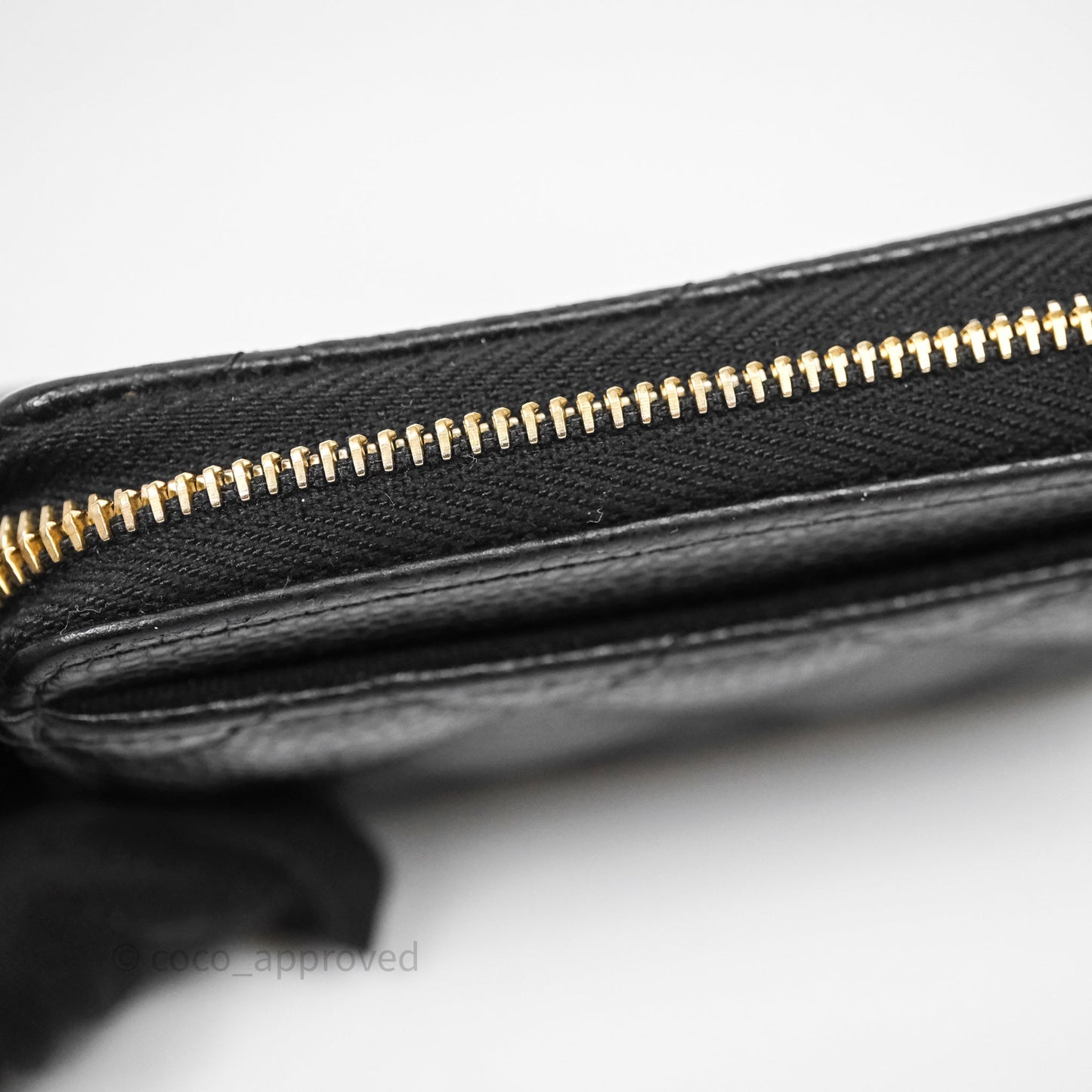 Chanel Quilted Zip Card Holder Black Caviar Gold Hardware