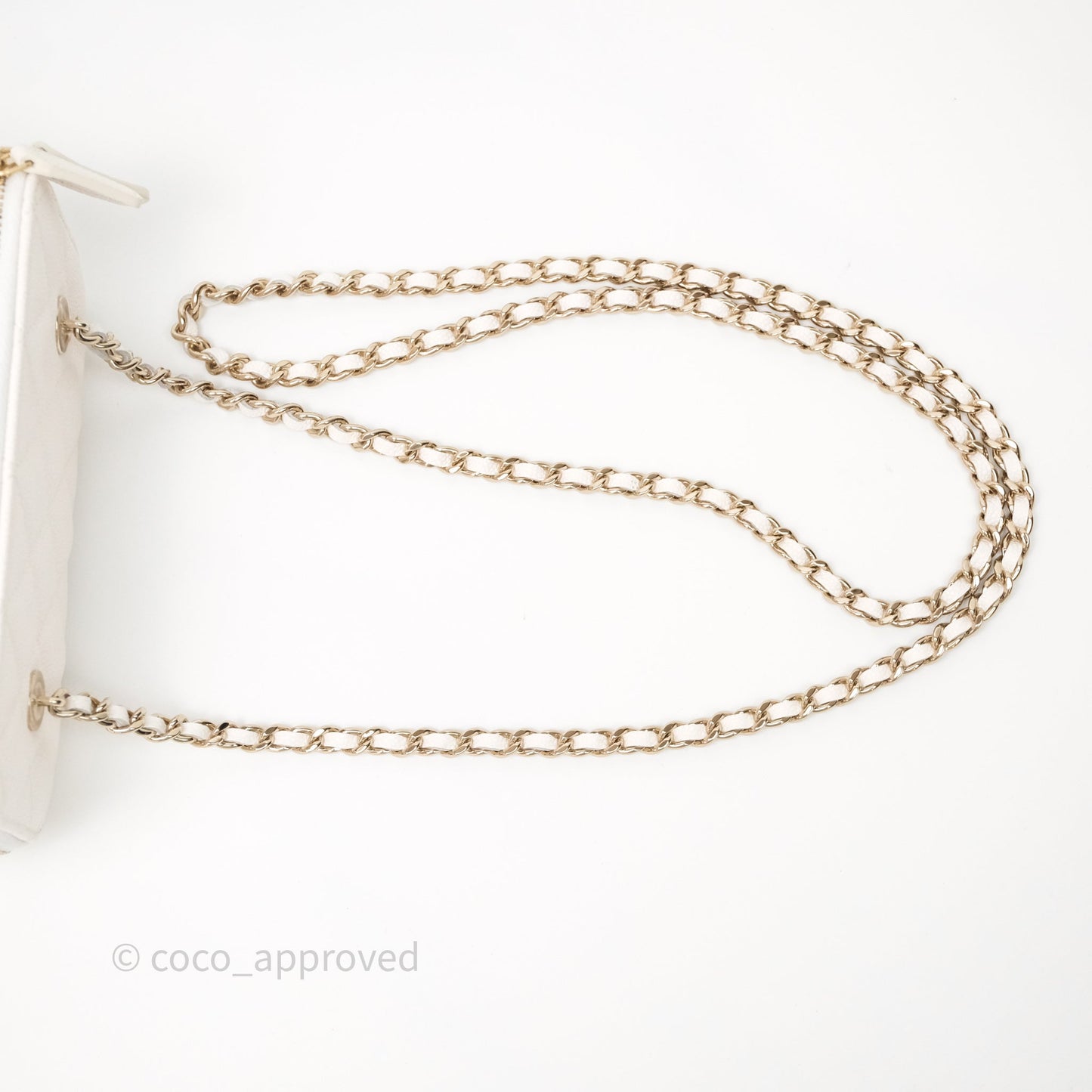 Chanel Classic Vanity Rectangular with Chain White Caviar Gold Hardware
