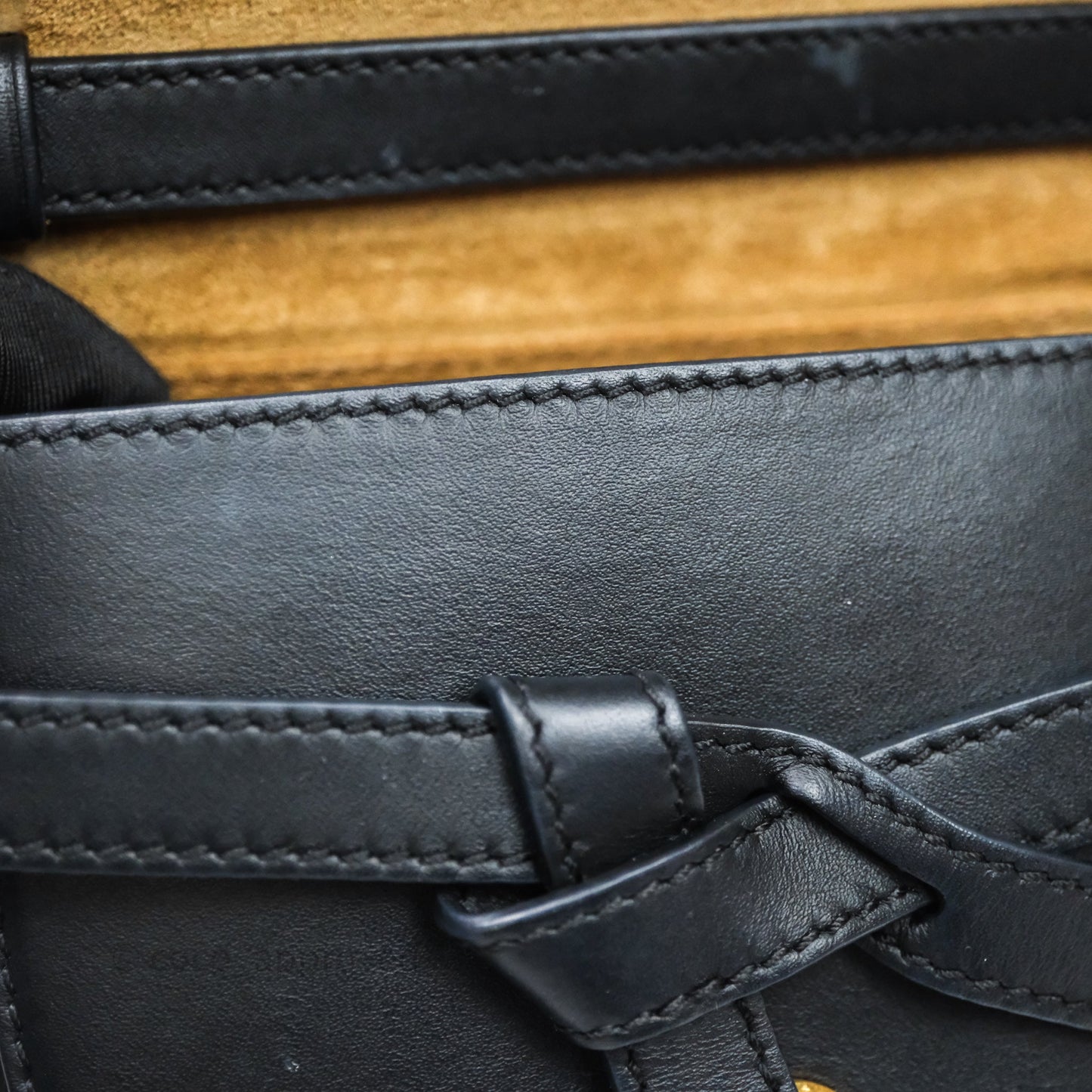 Loewe Mini Gate Dual Bag in Soft Calfskin & Jacquard Strap Black