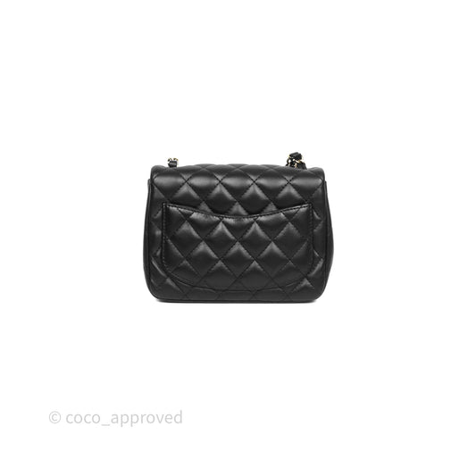 Chanel Mini Square Quilted Black Lambskin Gold Hardware