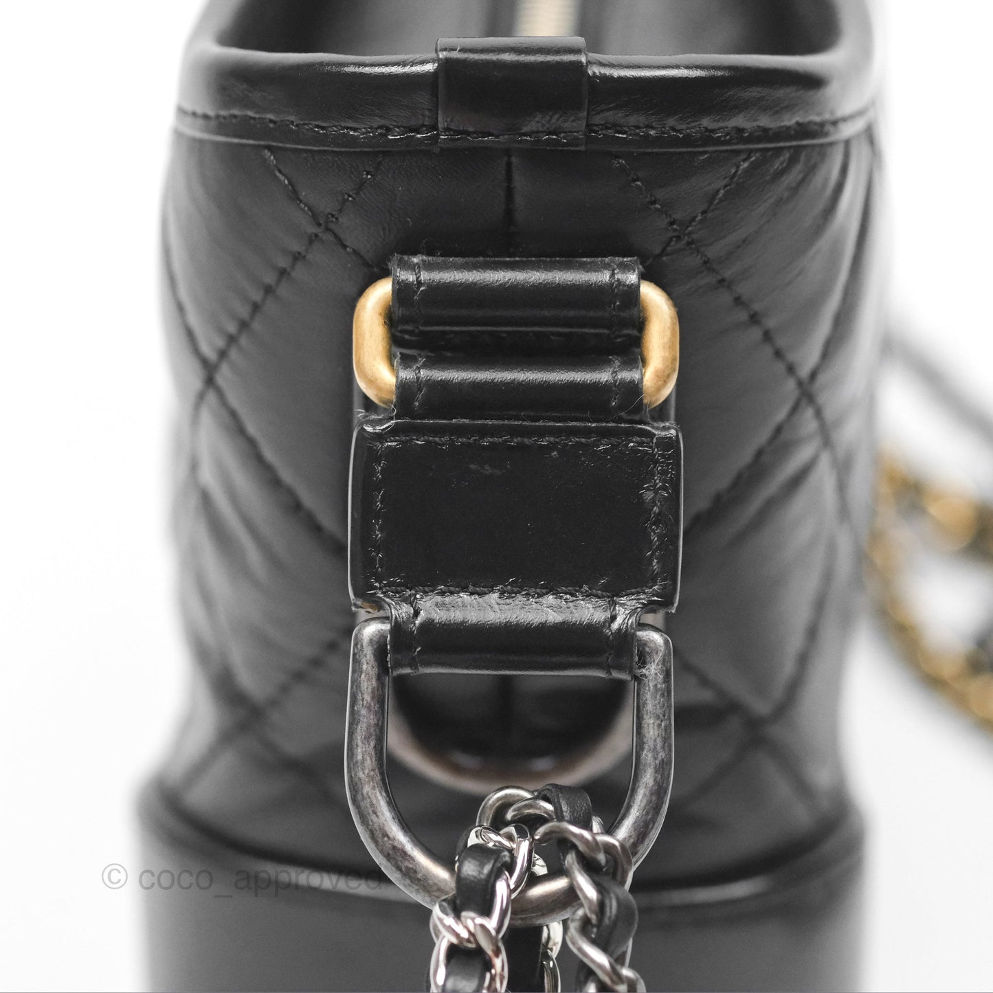 Chanel Small Gabrielle Hobo Quilted Black Aged Calfskin