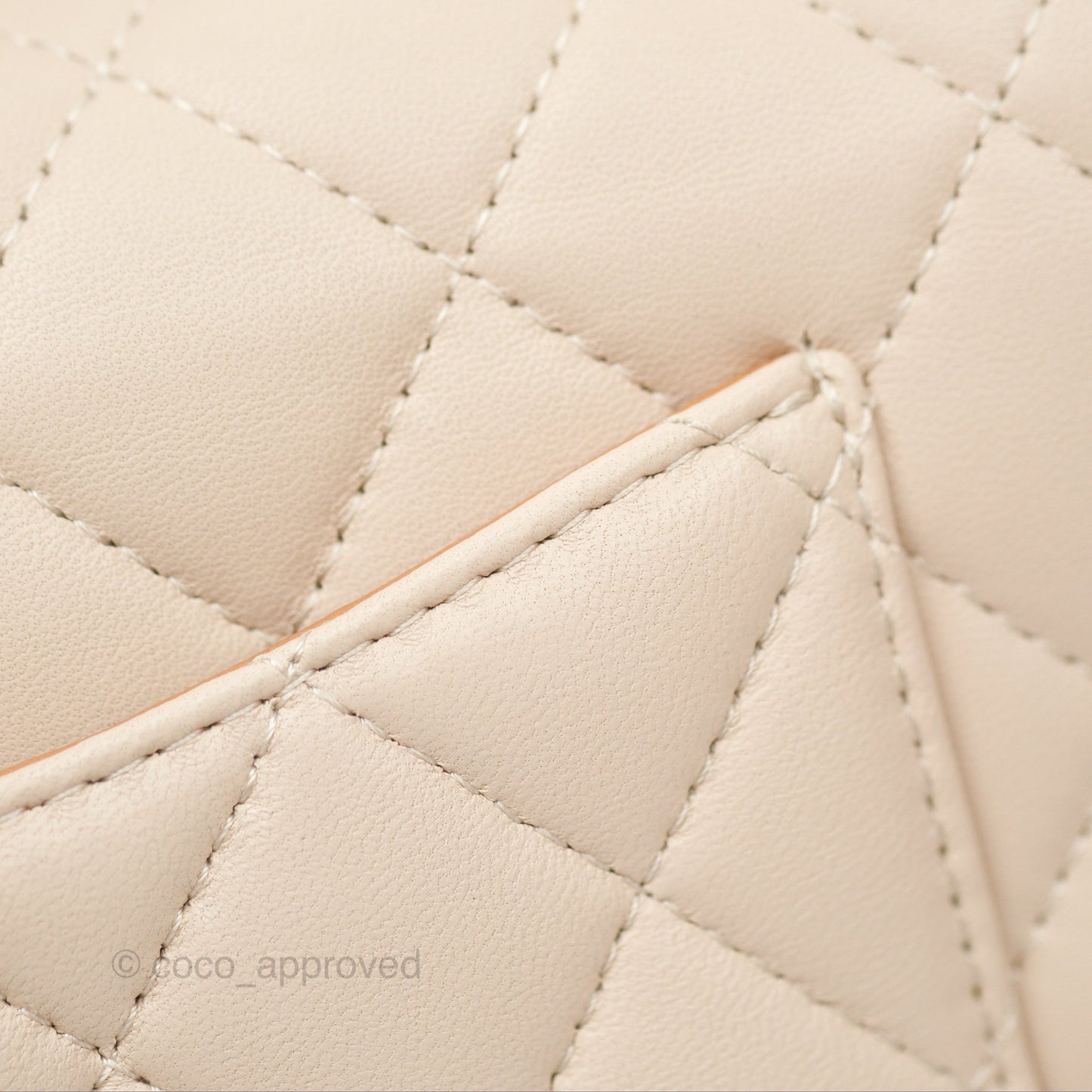 Chanel Top Handle Mini Rectangular Flap Bag Ecru/Beige Lambskin Gold Hardware 23P