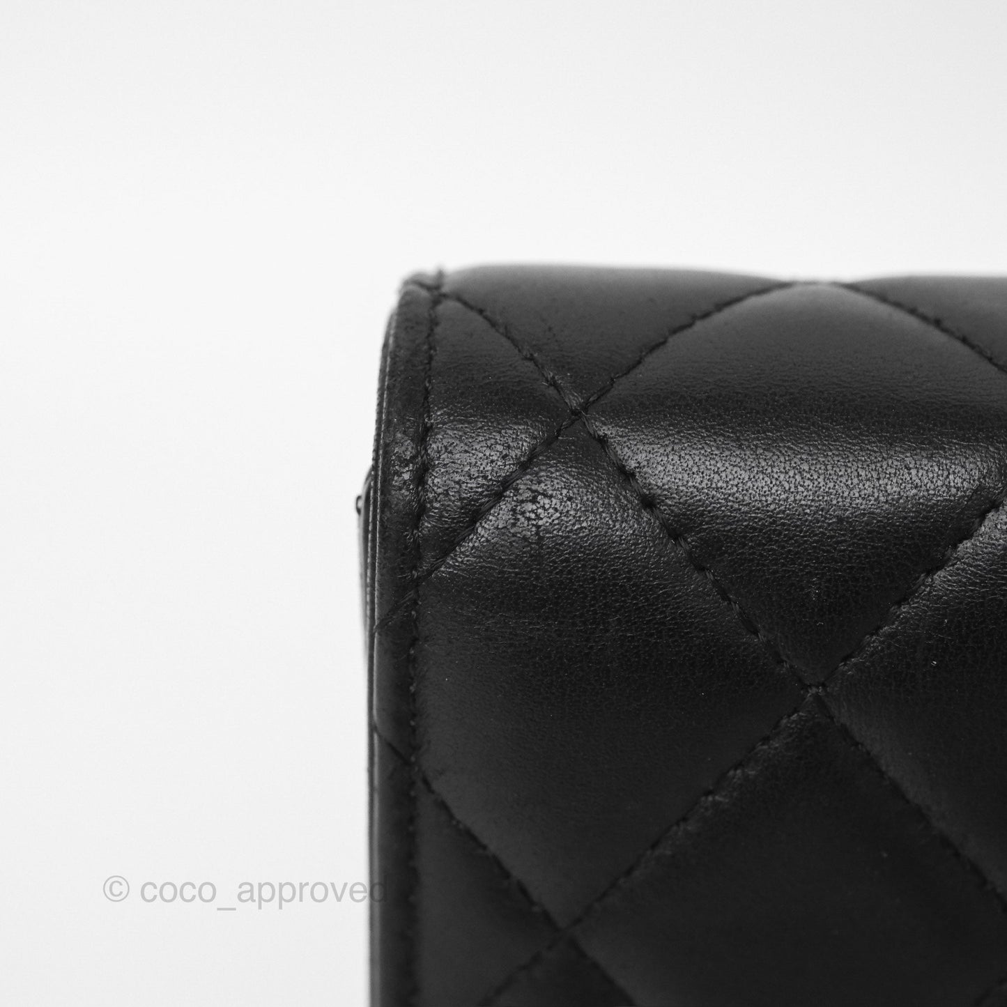 Chanel Classic Quilted Long Wallet Black Lambskin Silver Hardware