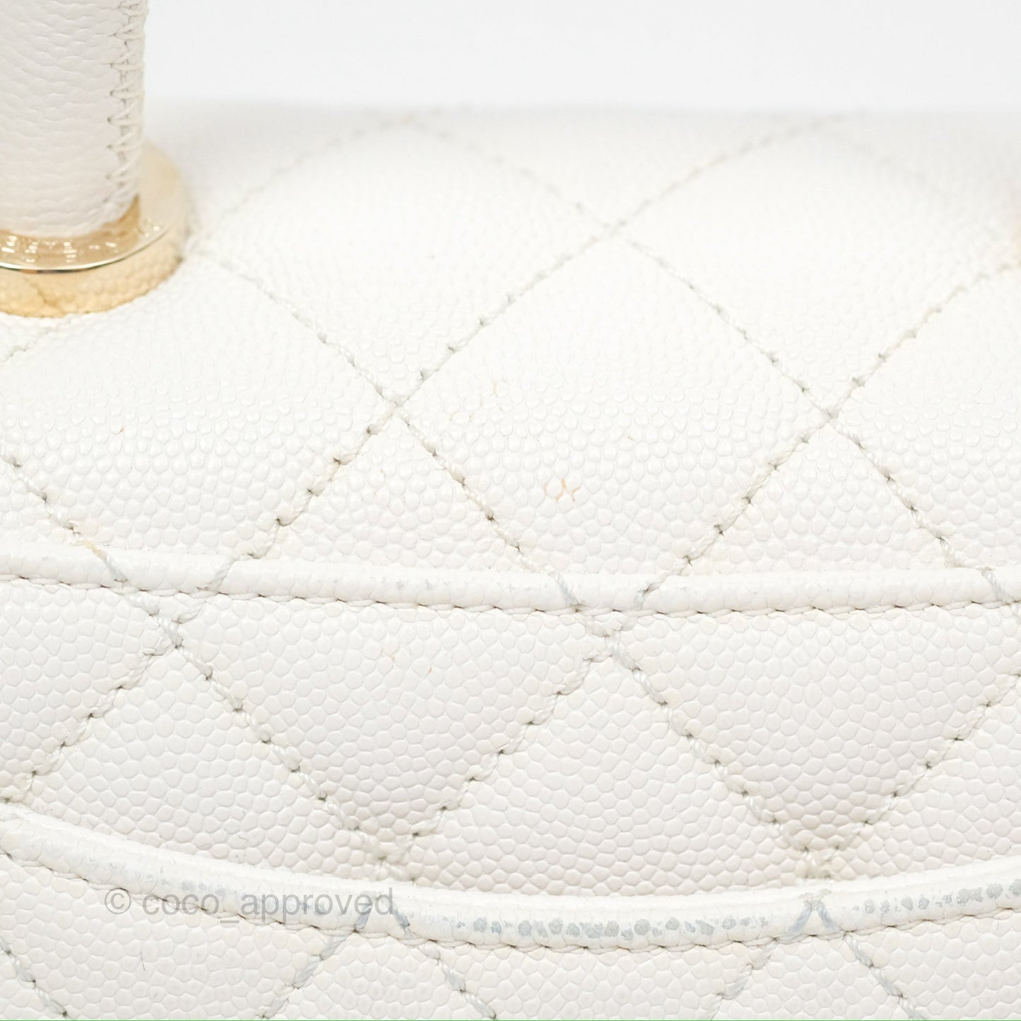 Chanel Extra Mini Quilted Coco Handle White Caviar Gold Hardware