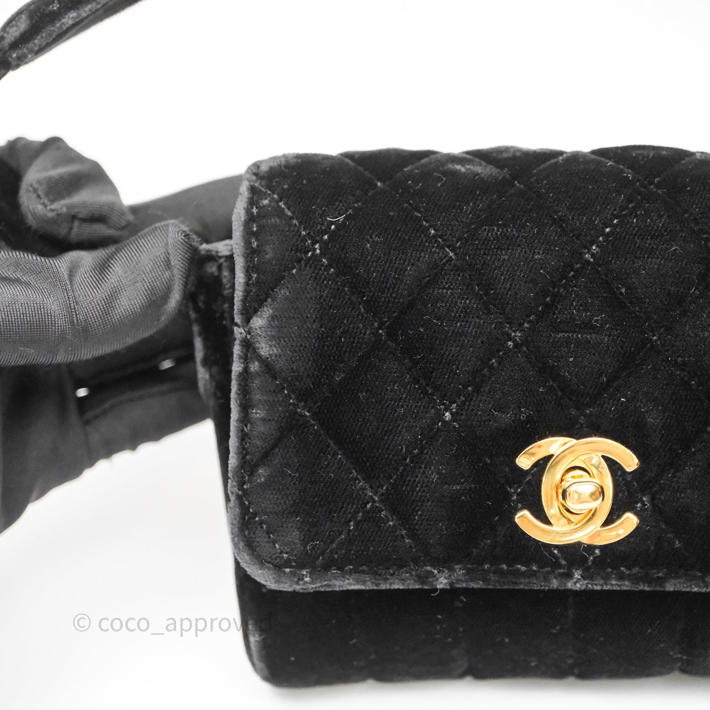 Chanel Vintage Mini Flap Bag Black Velvet Gold Hardware