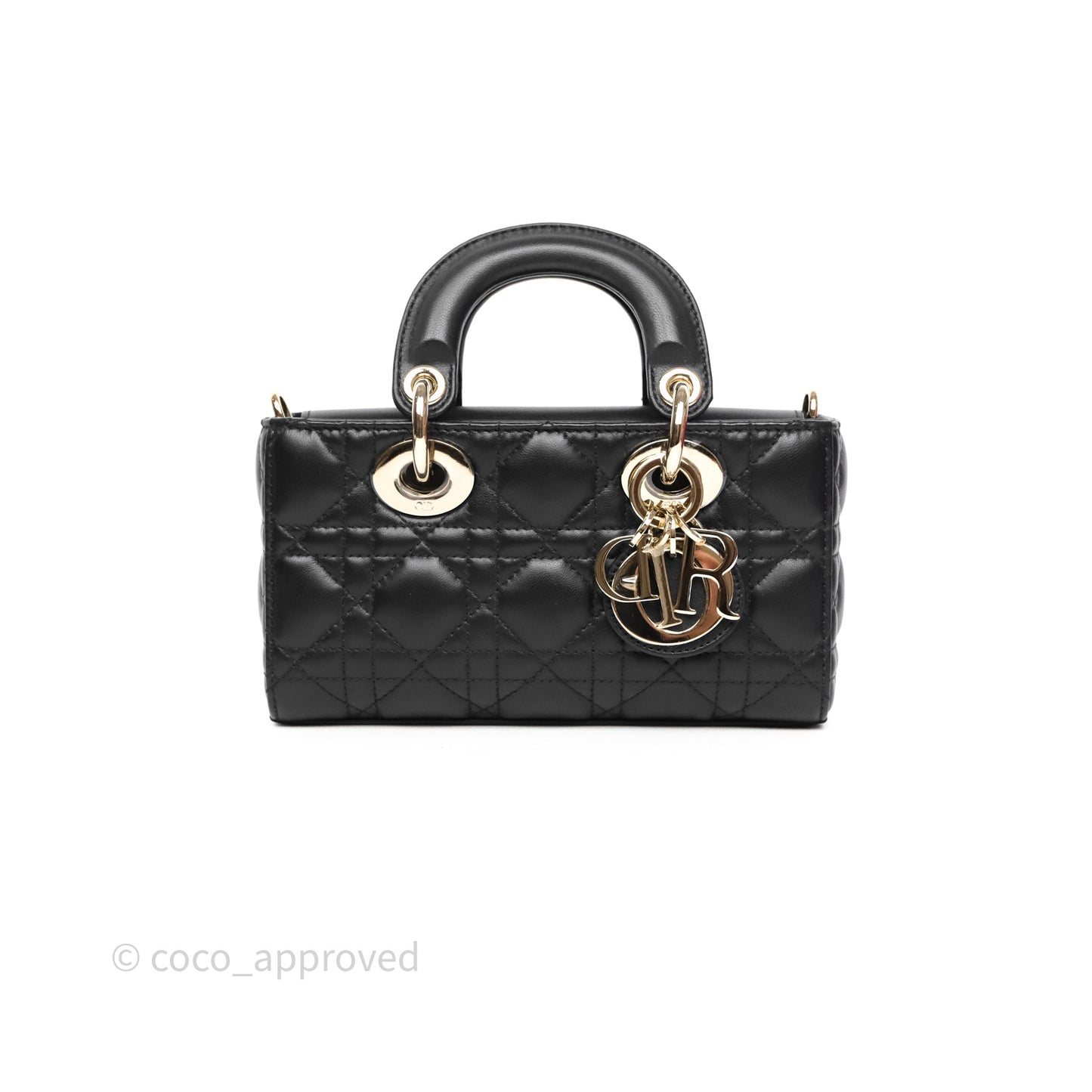 Christian Dior Mini Lady D-Joy Bag Black Cannage Lambskin Gold Hardware
