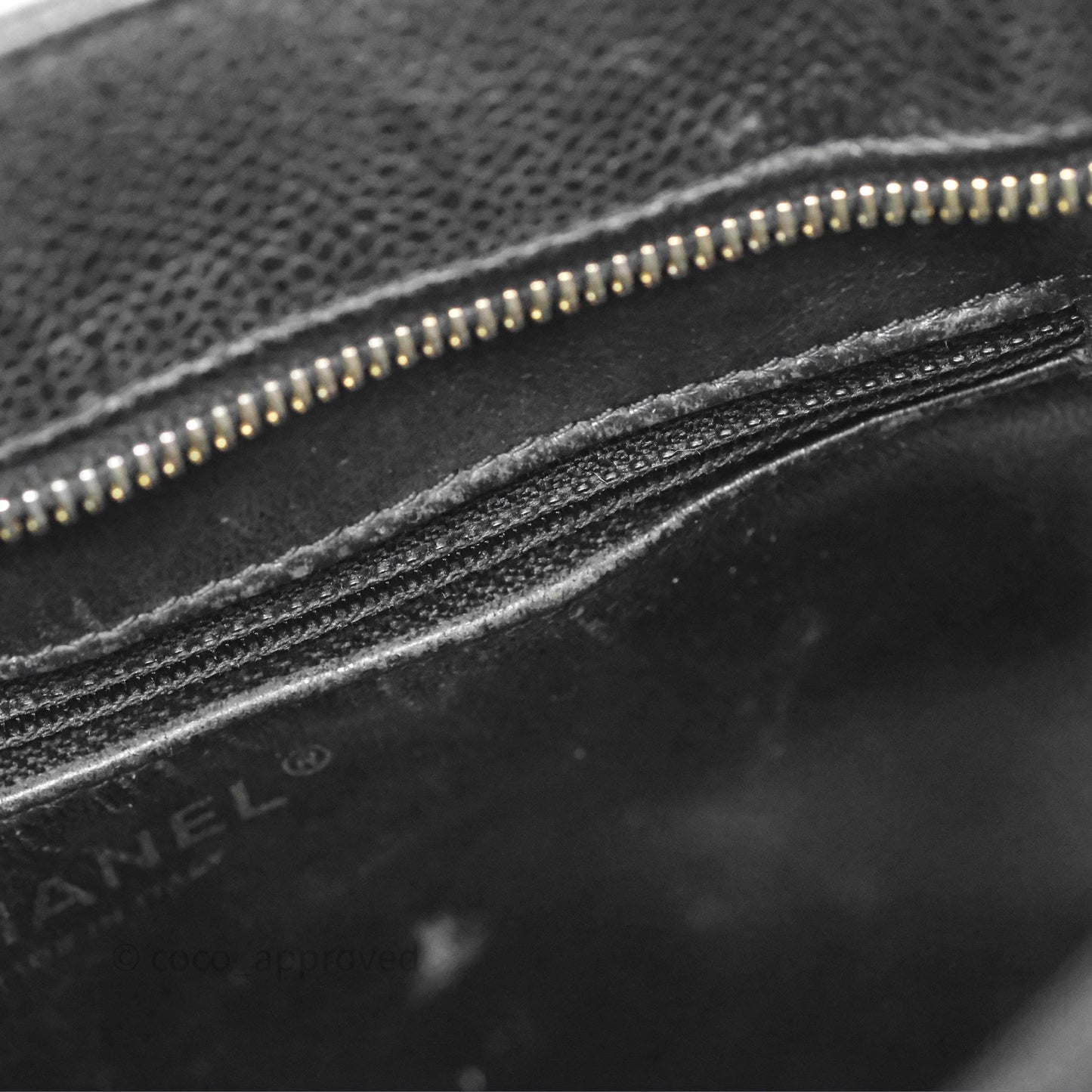 Chanel Vintage Medallion CC Black Caviar Tote Bag Gold Hardware