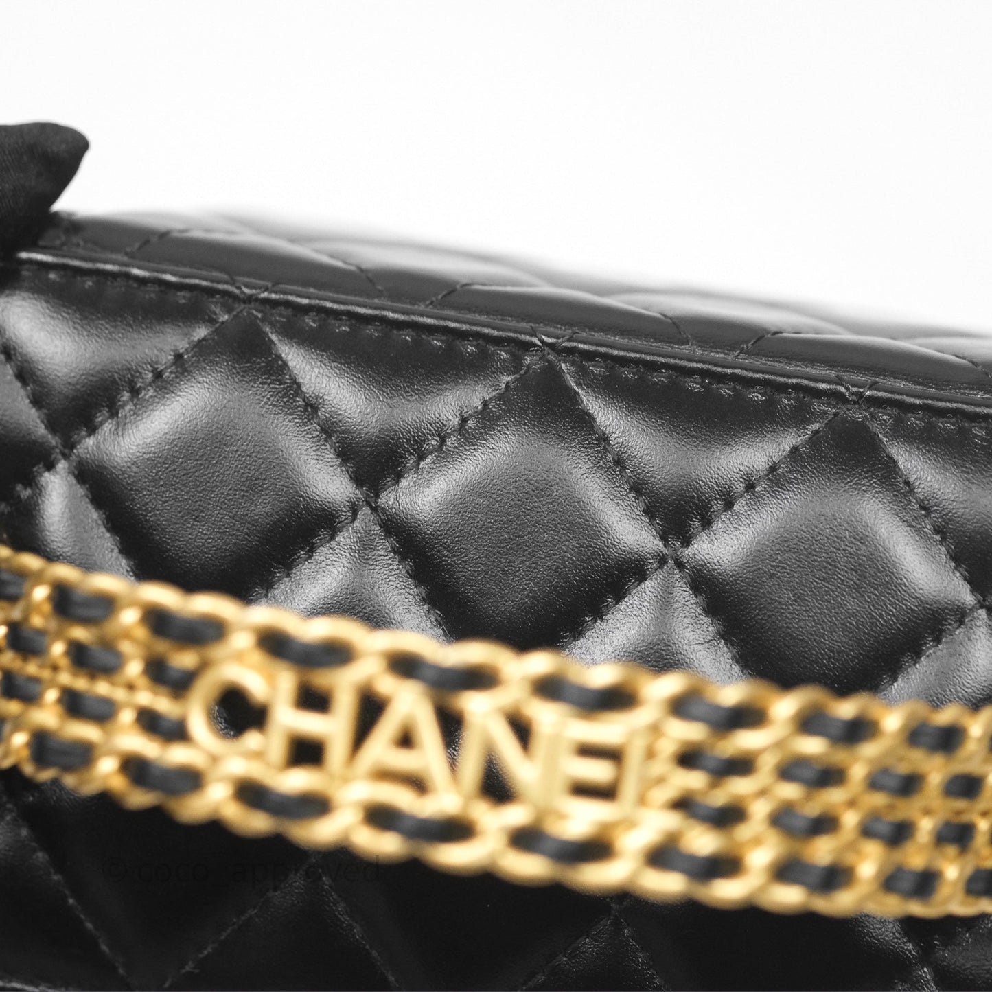 Chanel Vanity Rectangular with Top Handle Black Lambskin Aged Gold Hardware