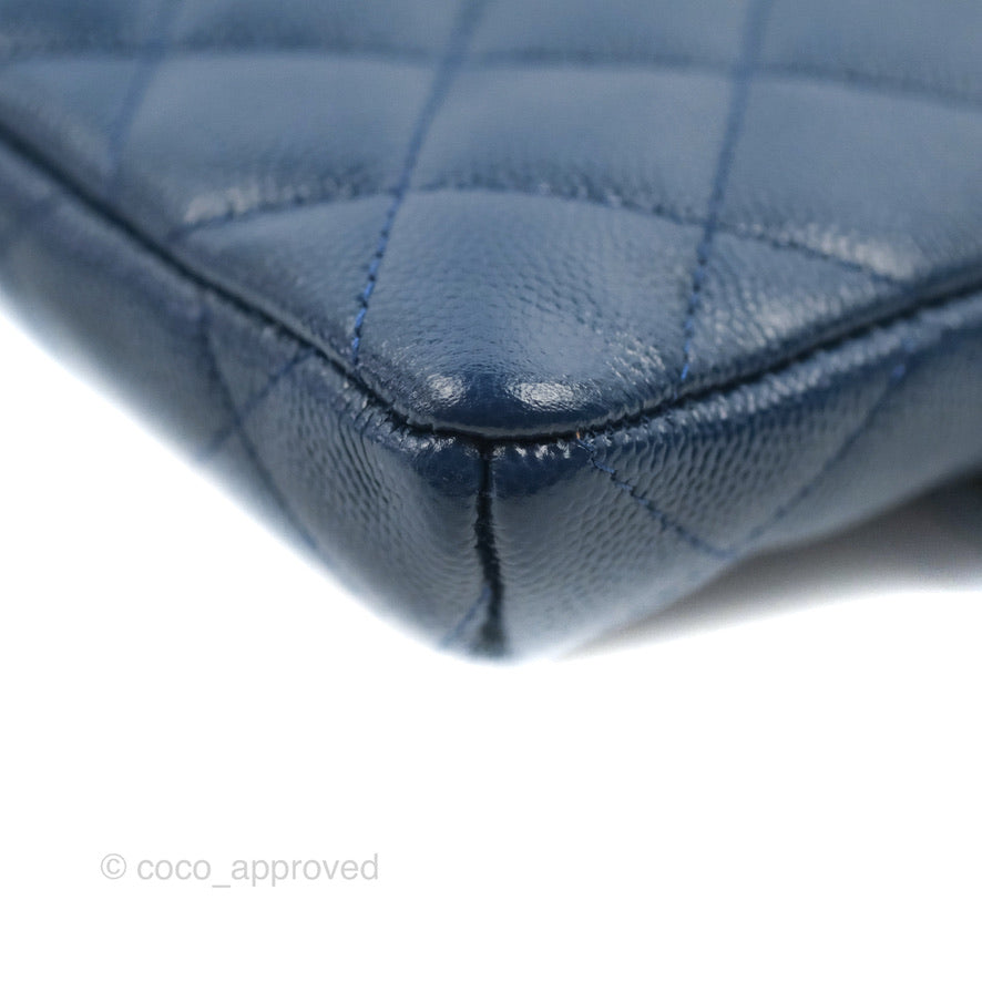 Chanel Quilted Caviar Navy Timeless Clutch Gold Hardware