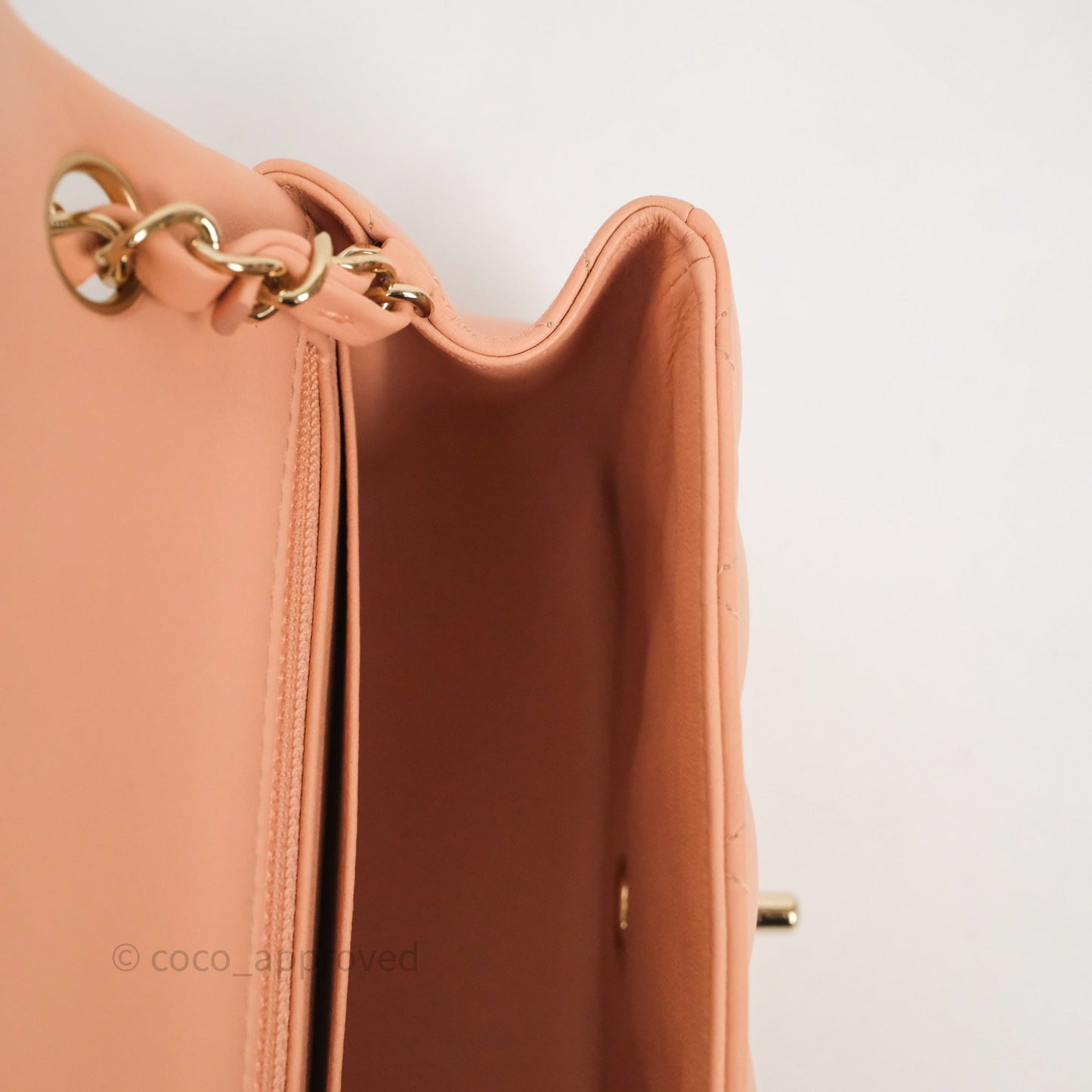Chanel Mini Square Flap Quilted Orange Clair Lambskin Gold Hardware