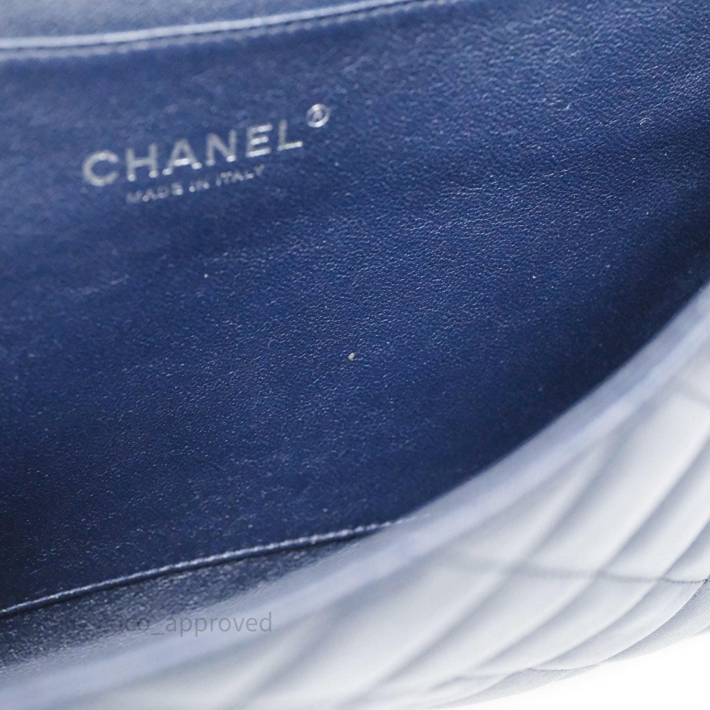 Chanel Quilted Clutch with Chain Lambskin Navy Gun Metal Hardware