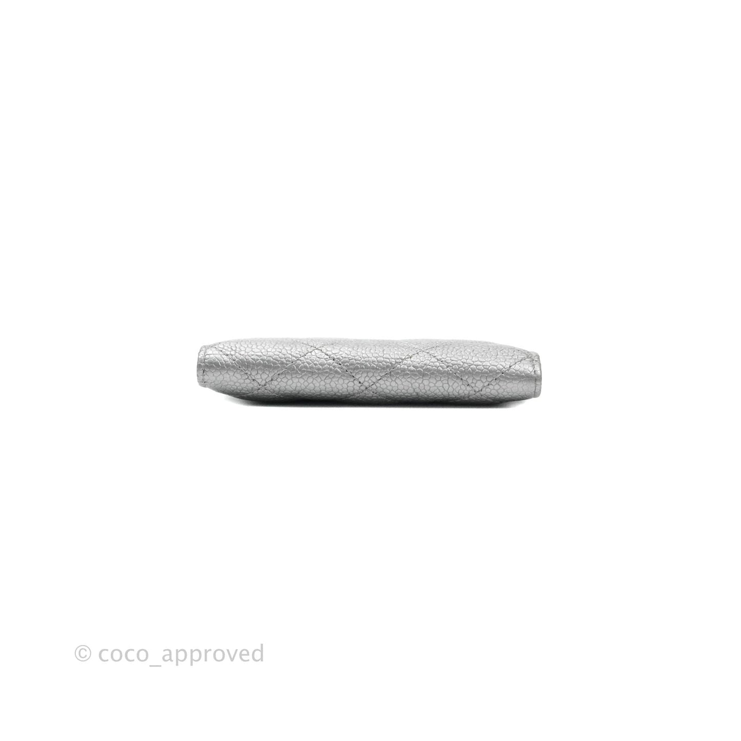 Chanel Classic Quilted Card Holder Metallic Silver Caviar Ruthenium Hardware