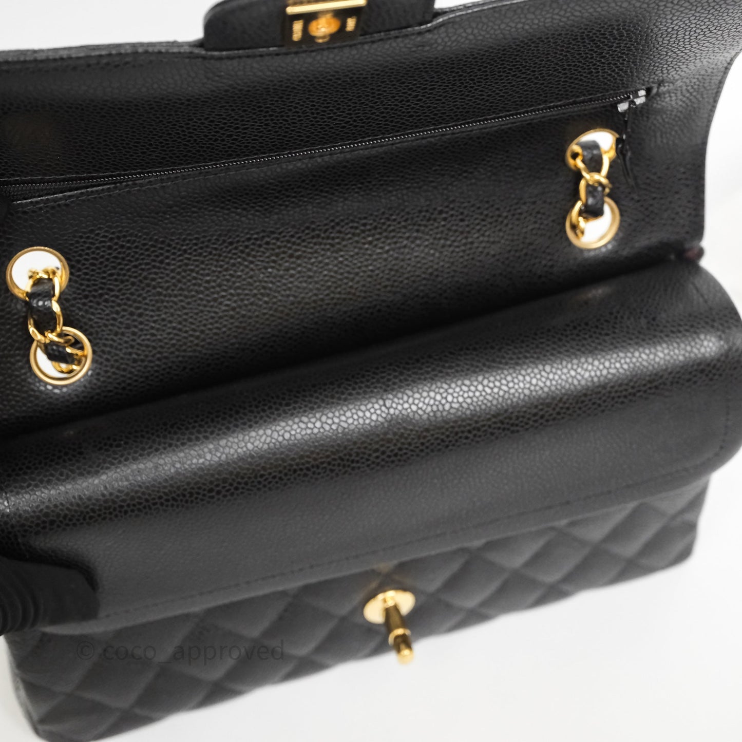 Chanel Classic M/L Medium Double Flap Black Caviar Gold Hardware