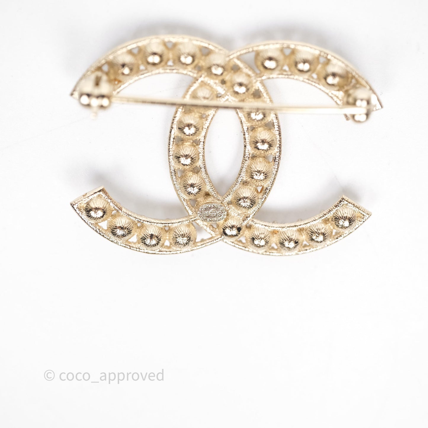 Chanel Crystal CC Brooch Gold Tone 19S