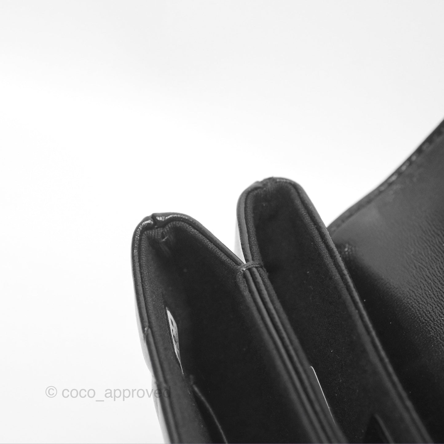 Chanel Flap Phone Holder With Chain Quilted Black Shiny Lambskin