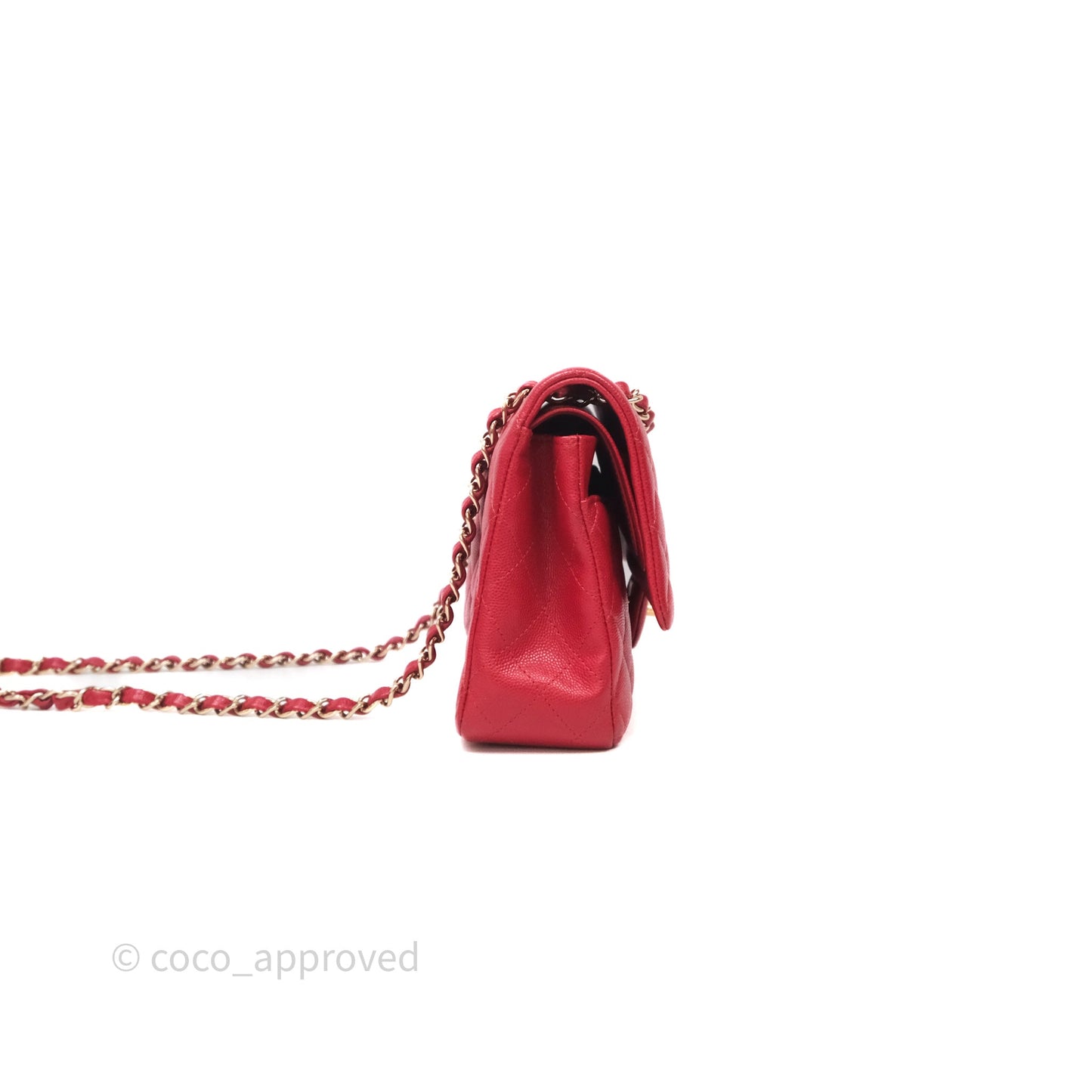 Chanel Classic M/L Medium Flap Quilted Red Caviar Gold Hardware