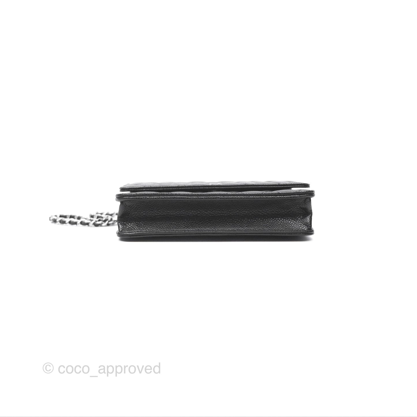 Chanel Classic Wallet On Chain WOC Quilted Black Caviar Silver Hardware