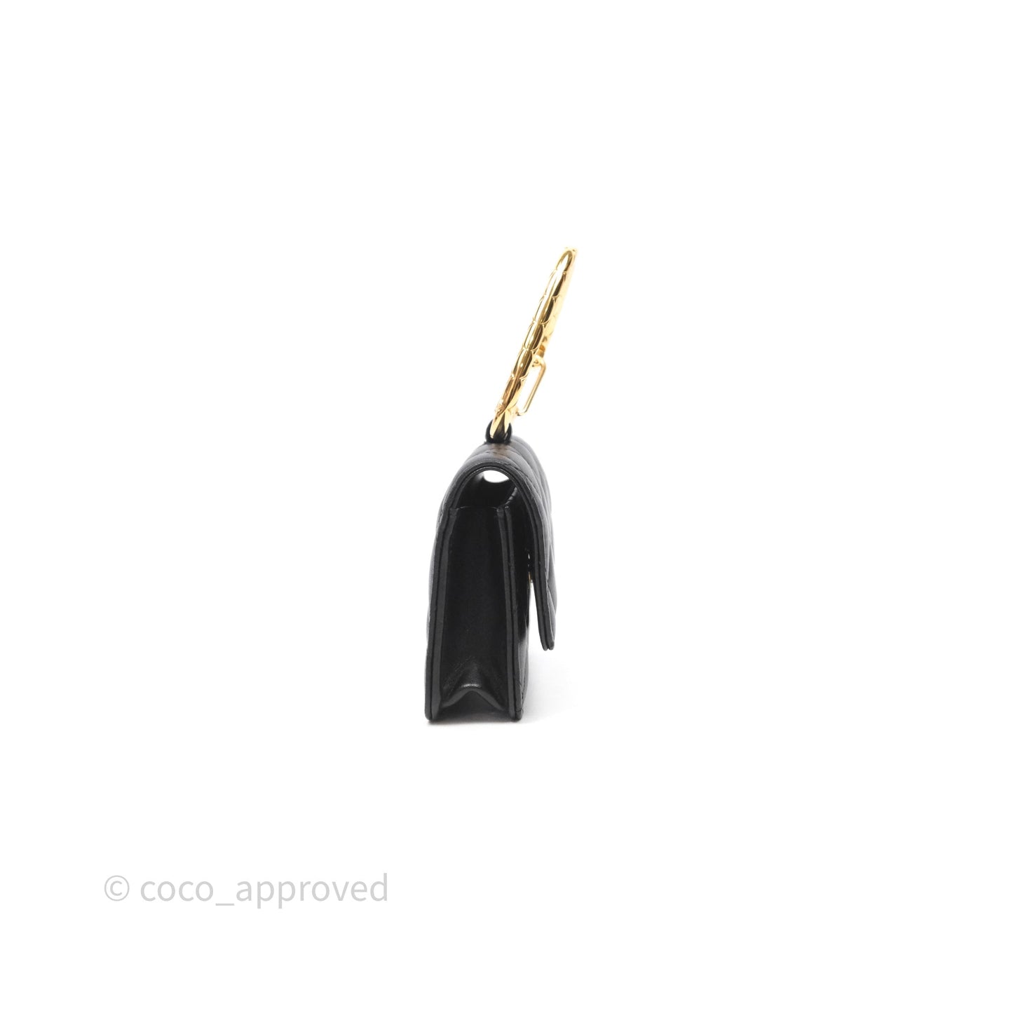 Chanel Jewel Hook Card Holder Black Lambskin Aged Gold Hardware