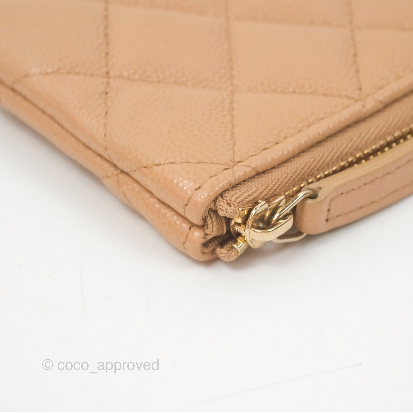 Chanel Quilted Mini O Case Beige Caviar Gold Hardware