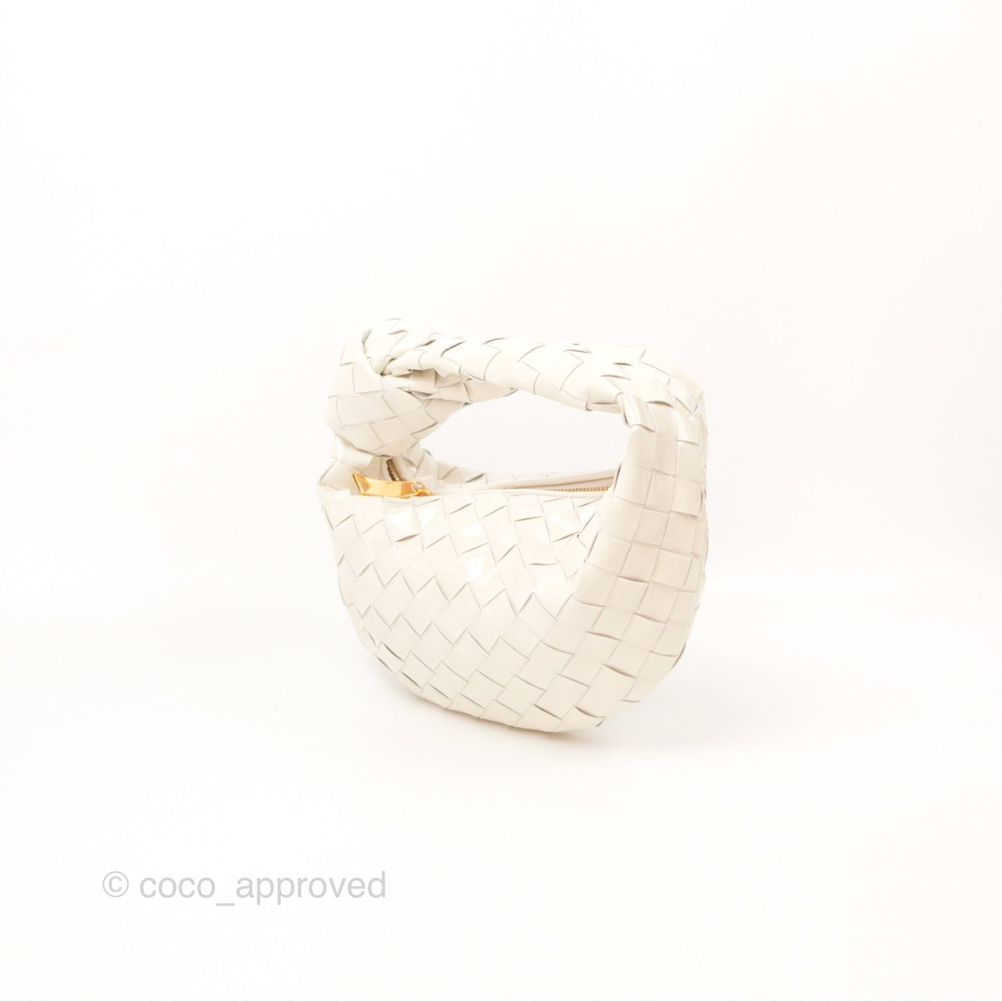 Bottega Veneta Mini Jodie Bag Intrecciato White Patent