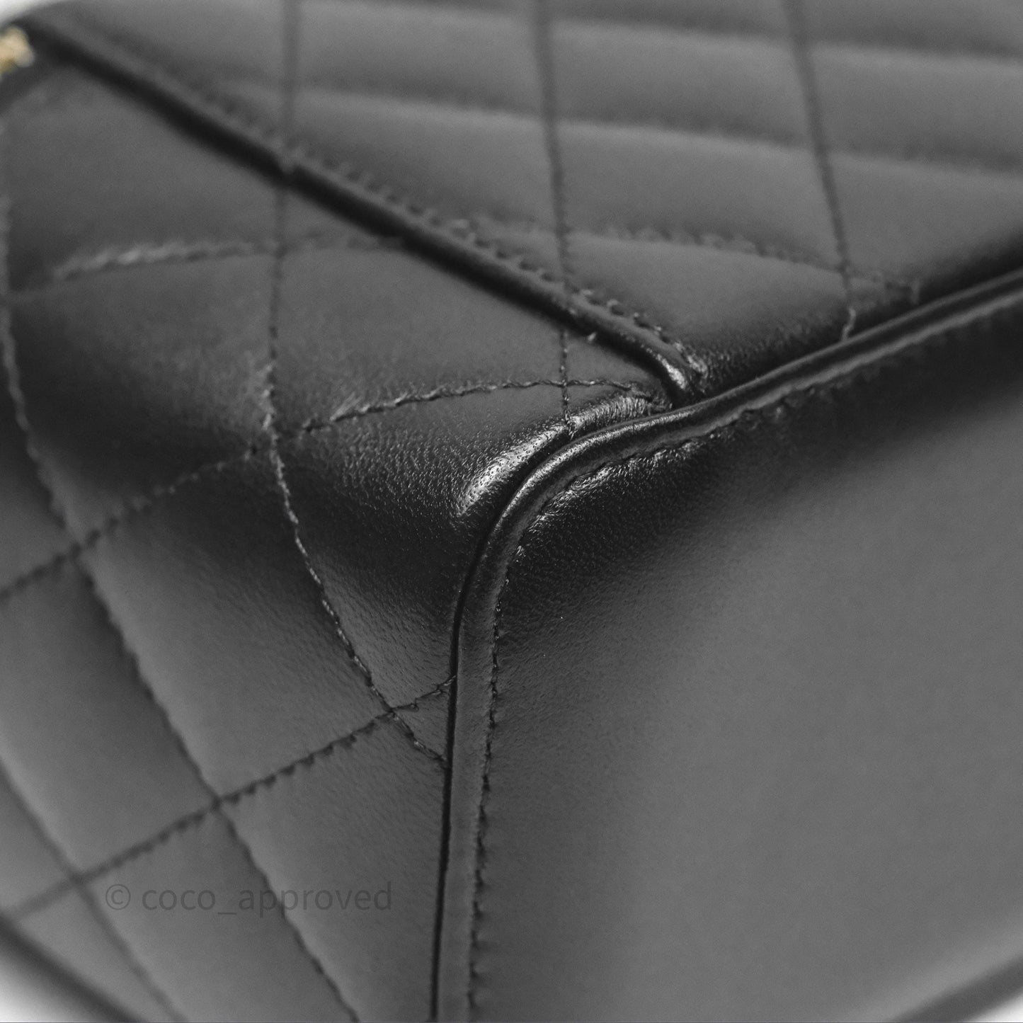 Chanel Vanity Rectangular Top Handle Black Lambskin Gold Hardware