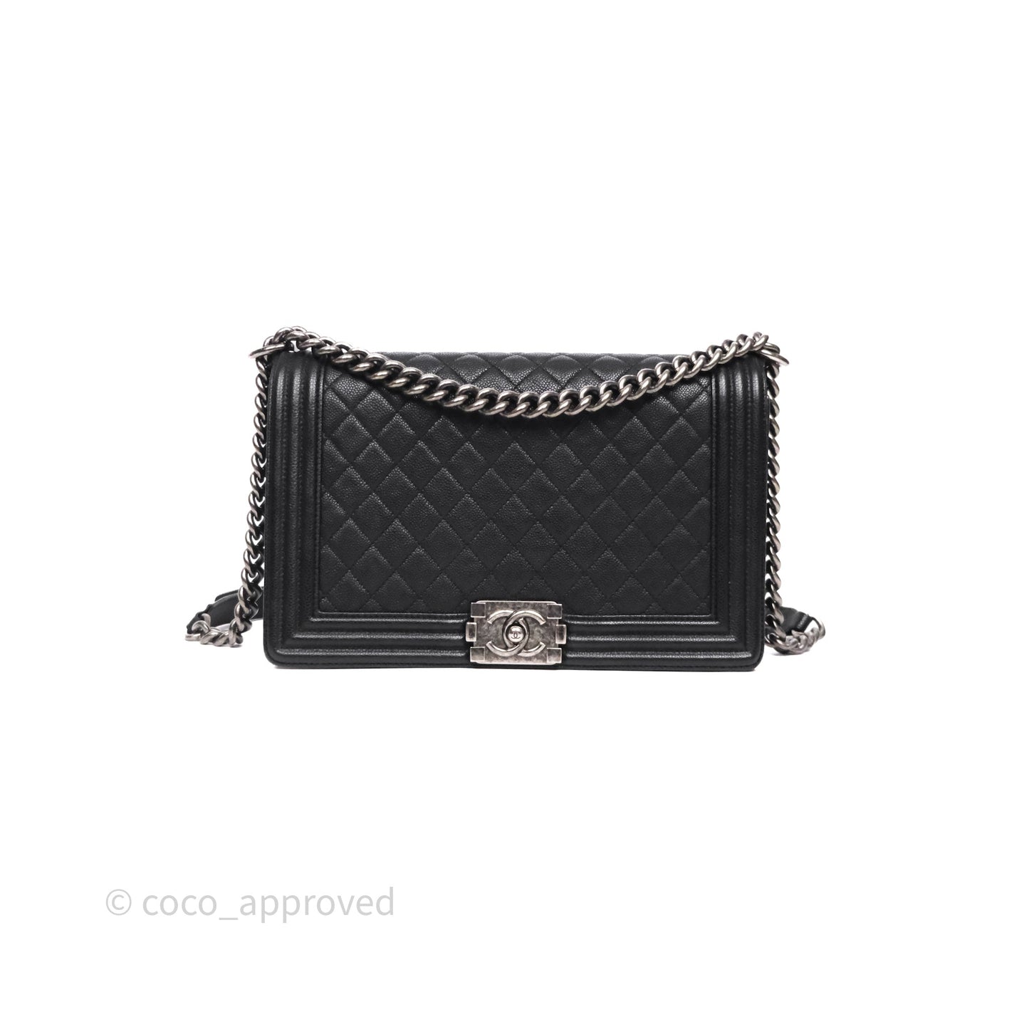 Chanel Quilted New Medium Boy Black Caviar Ruthenium Hardware